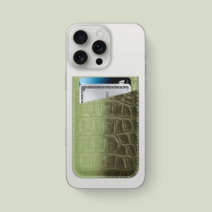 MagSafe Wallet Celadon Green For iPhone 16 Pro Max In Himalayan Crocodile -1 | Celadon-Green
