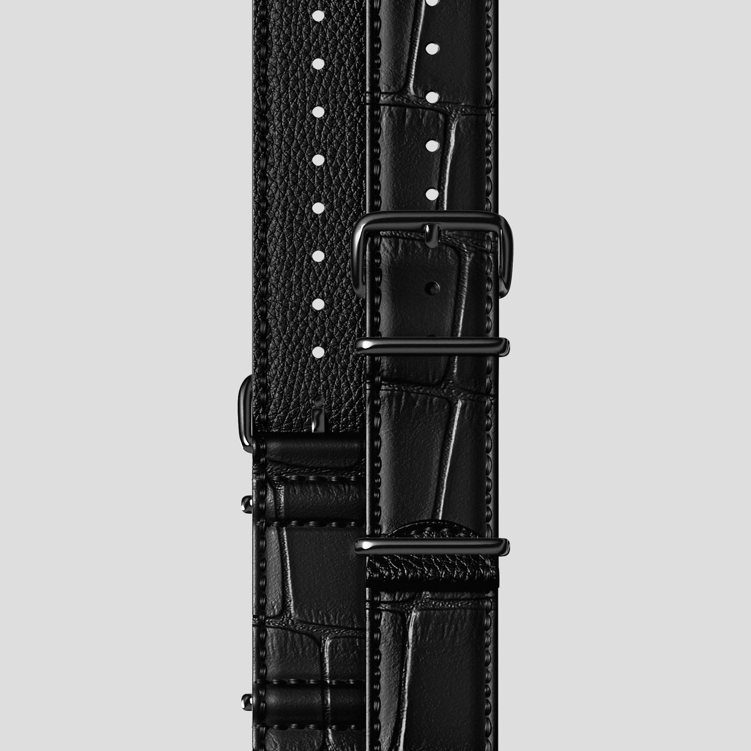 Black Rolex Datejust 36mm Nato Strap Alligator with Black Metal -1 | Black-Black