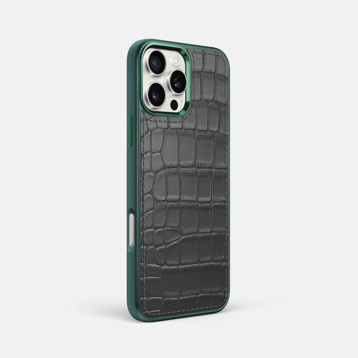 Grey iPhone 16 Pro Max Toned Sport Case In Alligator with Green -2 | Grey-Green