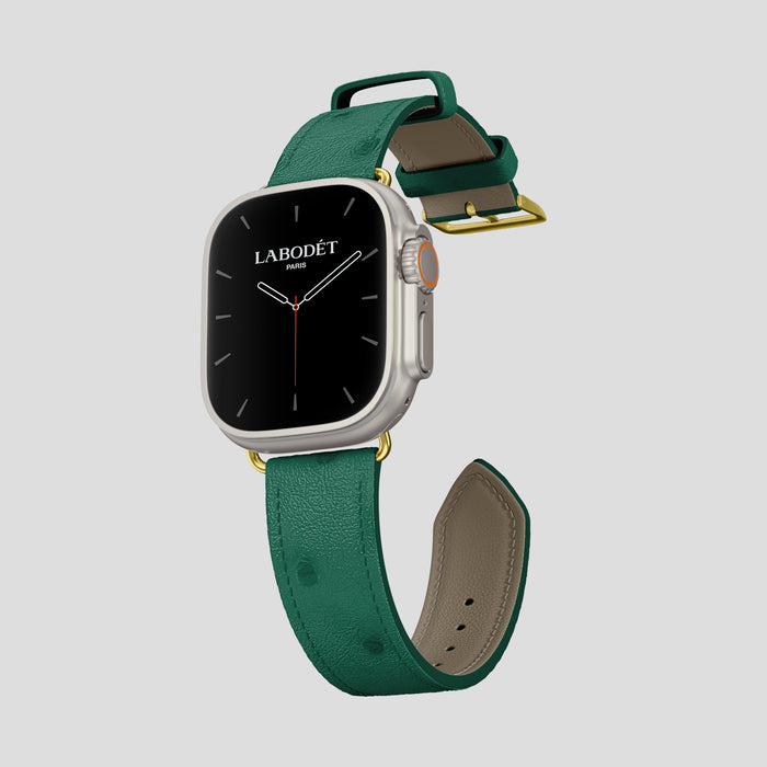 Forest-Green Apple Watch Strap Classic 49 1/1 Alligator with Gold Metal -1 | Forest-Green-Gold