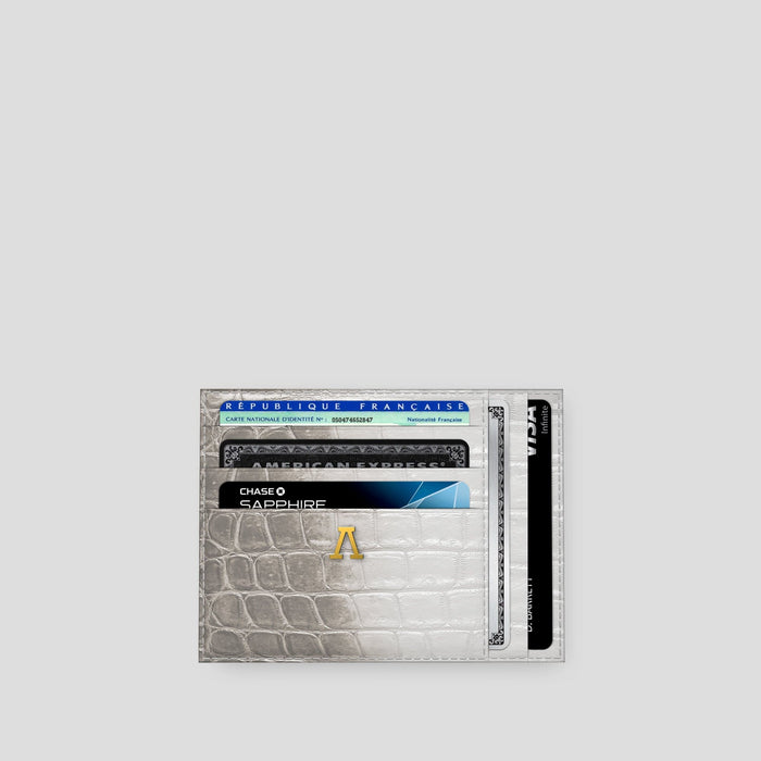 Light 10 Cards Wallet Himalayan Crocodile with Gold Metal -1 | Light-Gold