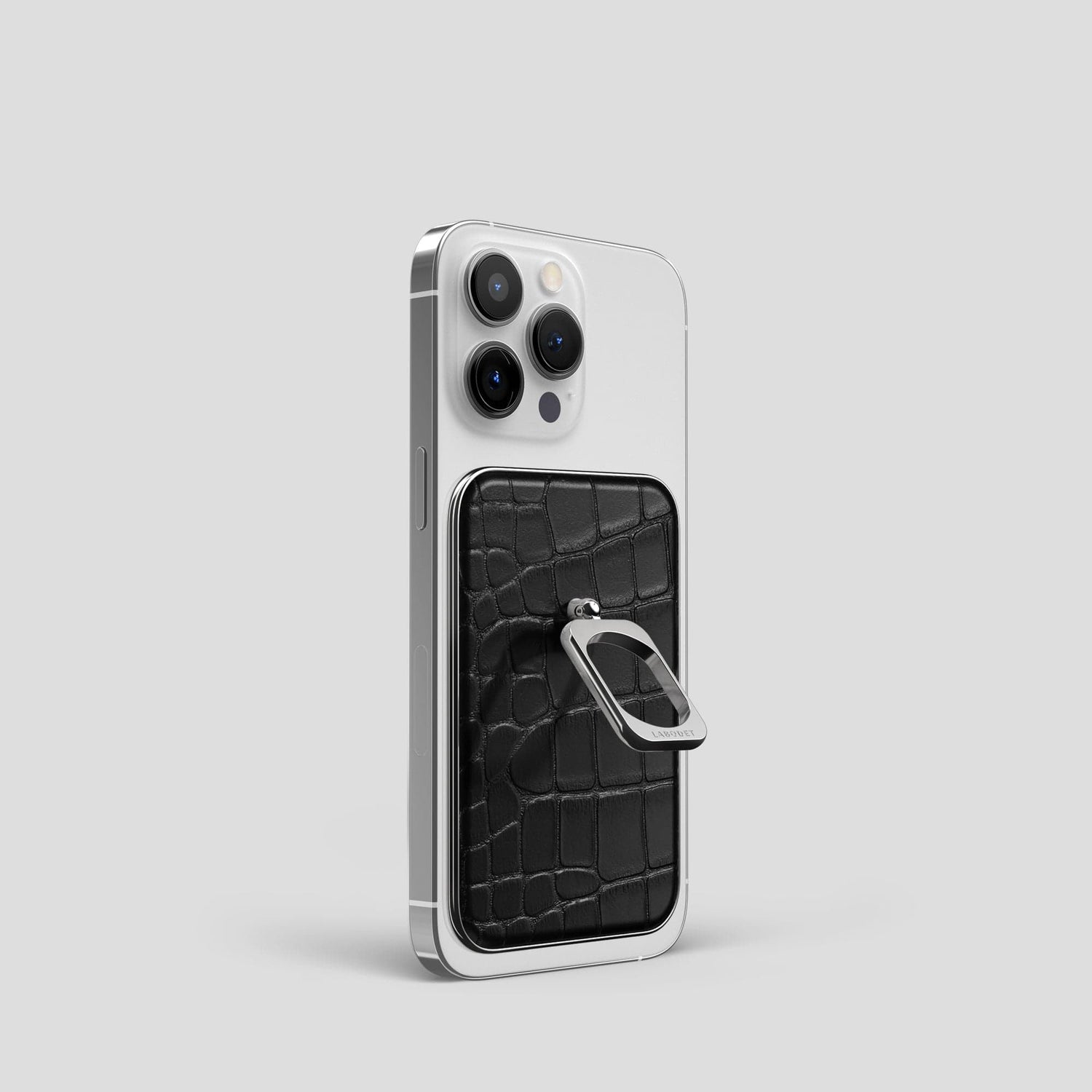 Black MagSafe Ring iPhone 13 Pro Alligator with Steel Metal -2 | Black-Steel