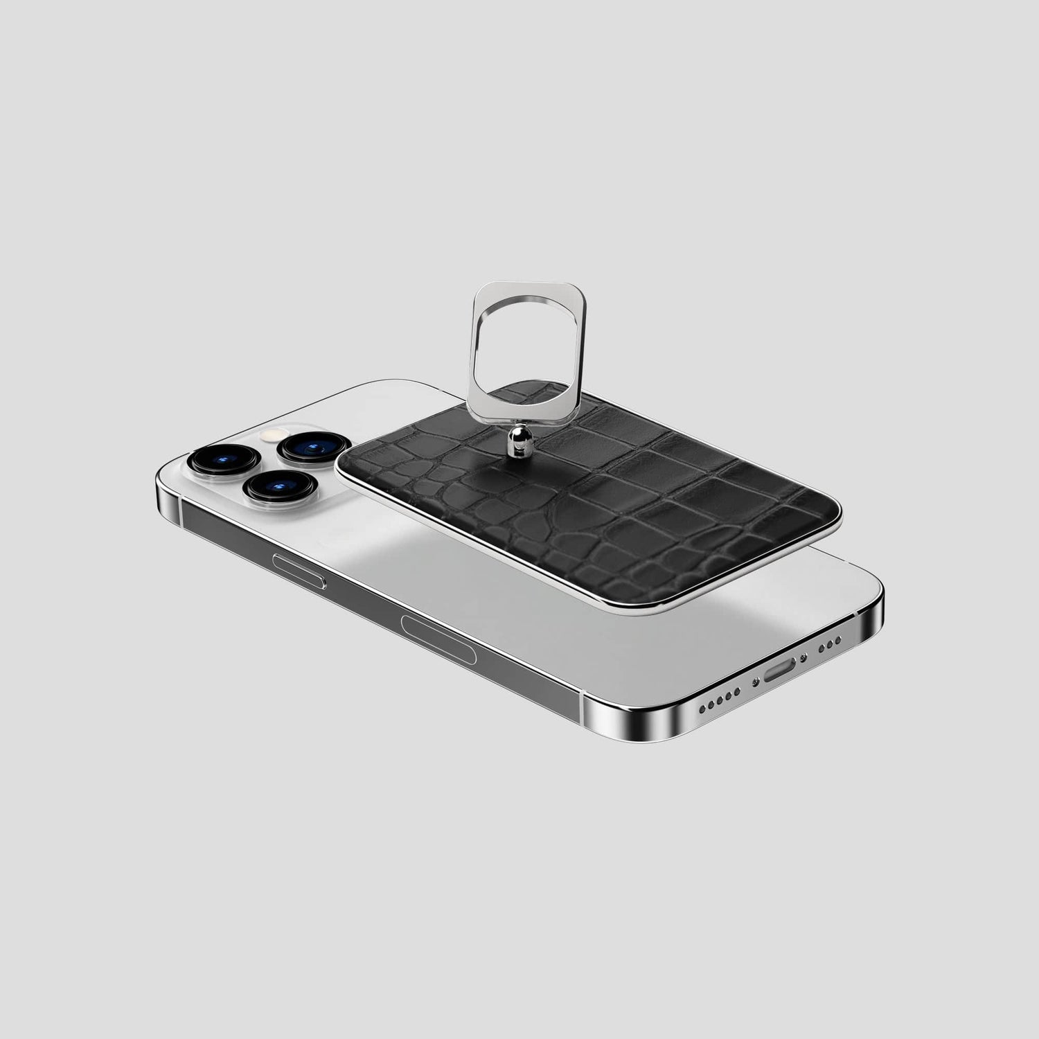 Black MagSafe Ring iPhone 13 Pro Alligator with Steel Metal -4 | Black-Steel