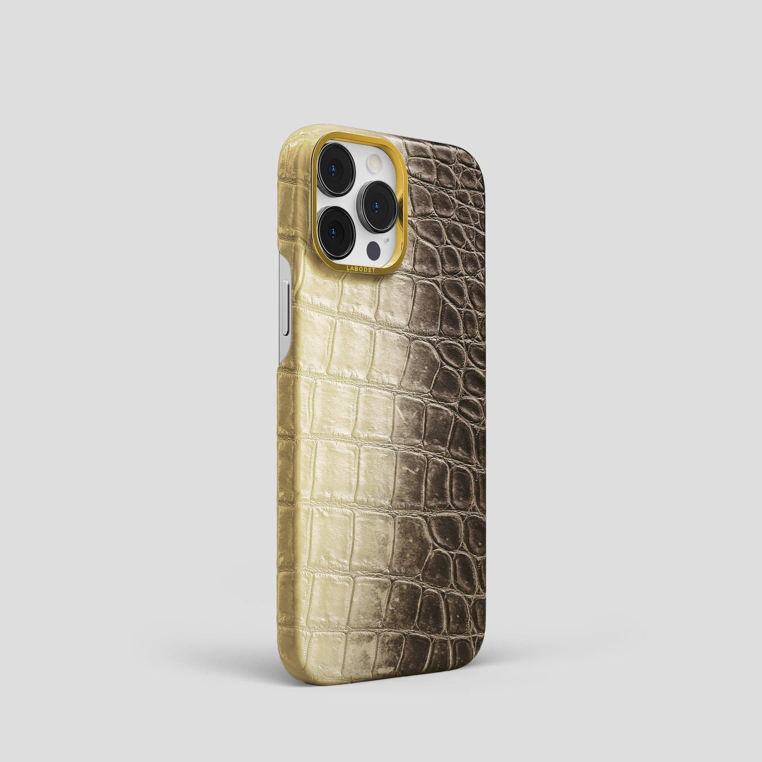 Natural iPhone 13 Pro Himalaya Classic Case with Gold Metal -2 | Natural-Gold