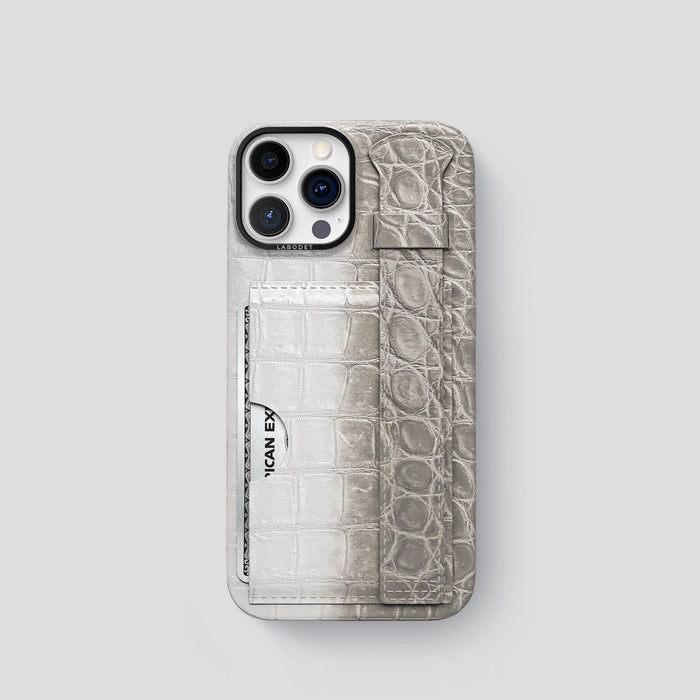 Light iPhone 14 Pro Himalaya Strap Case Himalayan Crocodile with Black Metal -1 | Light-Black