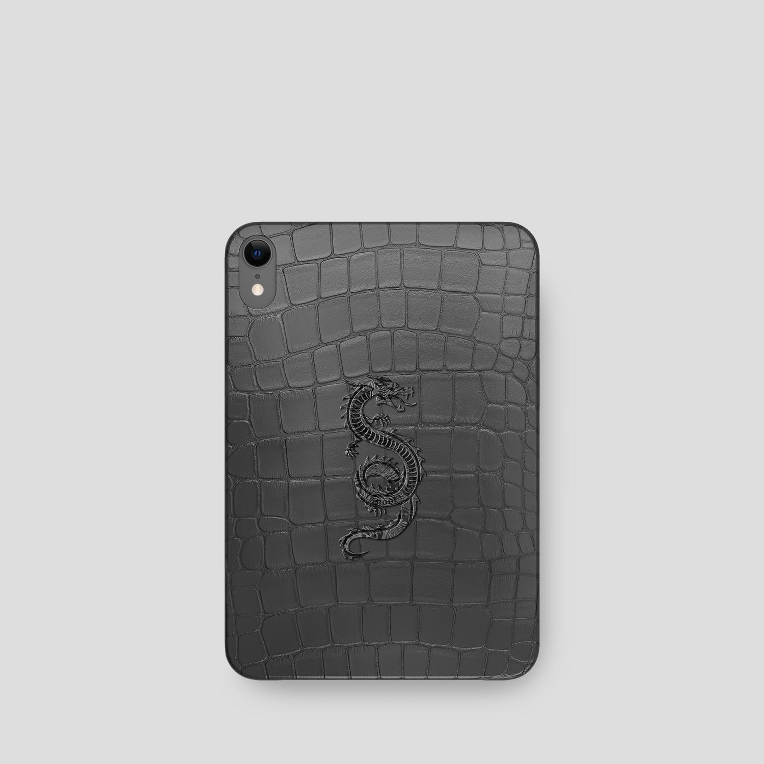 Grey iPad mini Case with Carbon Dragon Alligator -2 | Grey