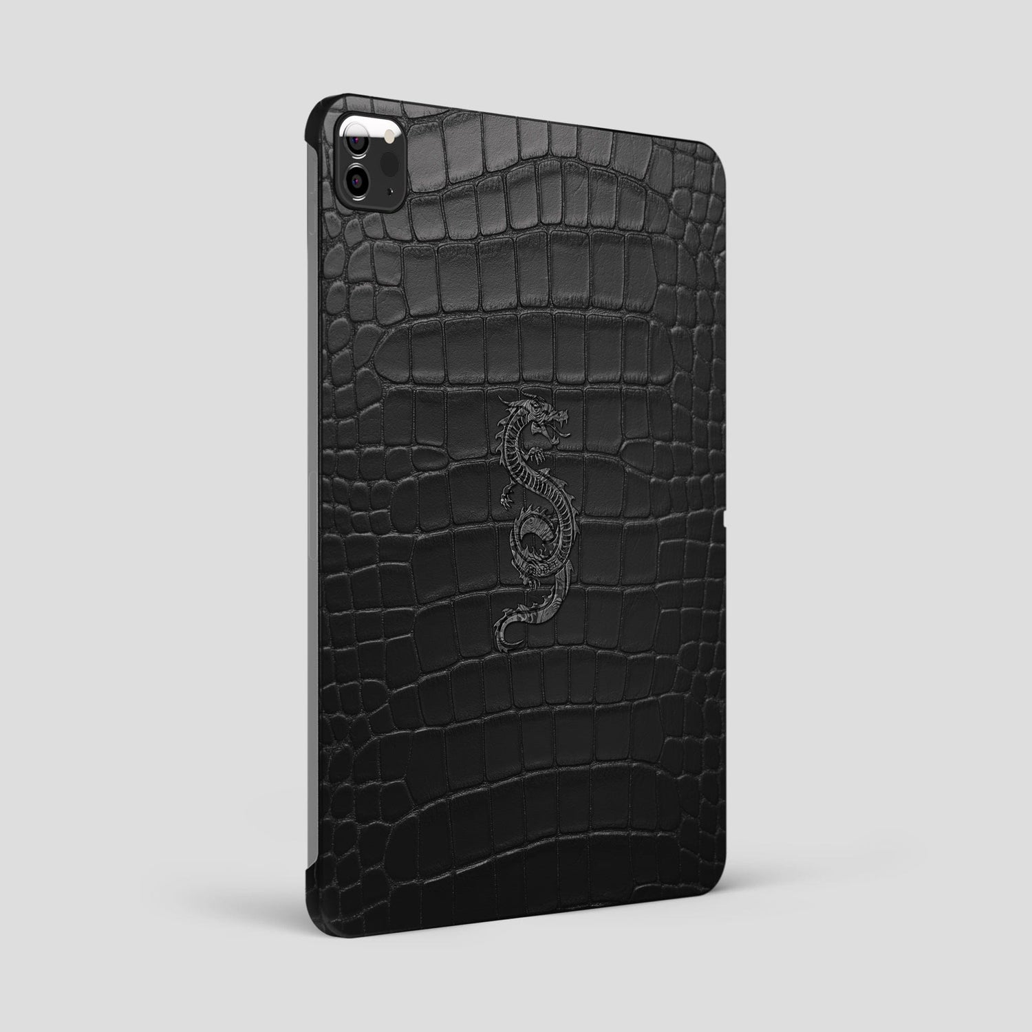 Black iPad Pro 12.9-inch Case with Carbon Dragon Alligator -1 | Black