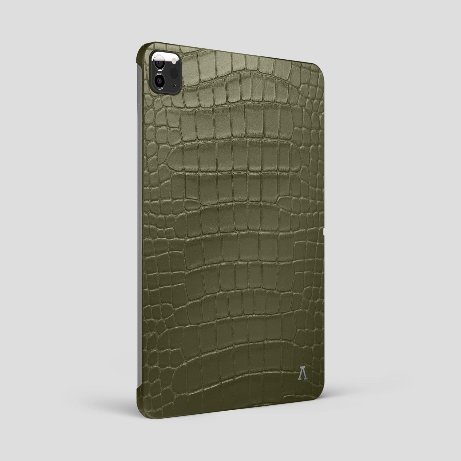 Kaki-Green iPad Pro 12.9-inch Case Alligator with Steel Metal -1 | Kaki-Green-Steel