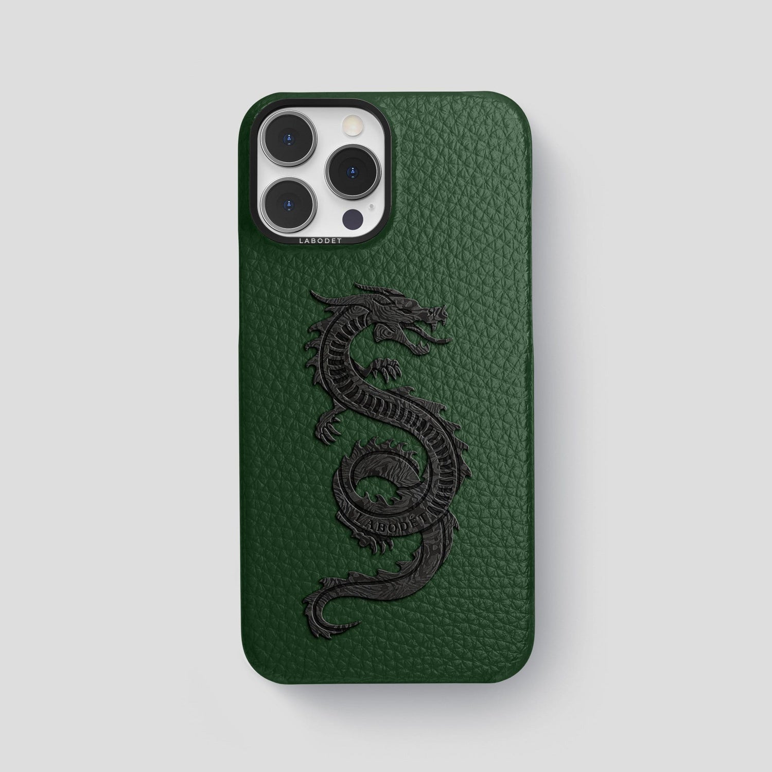Dark Green iPhone 14 Pro Max Classic Case Calf with Black Metal -1 | Dark-Green-Black