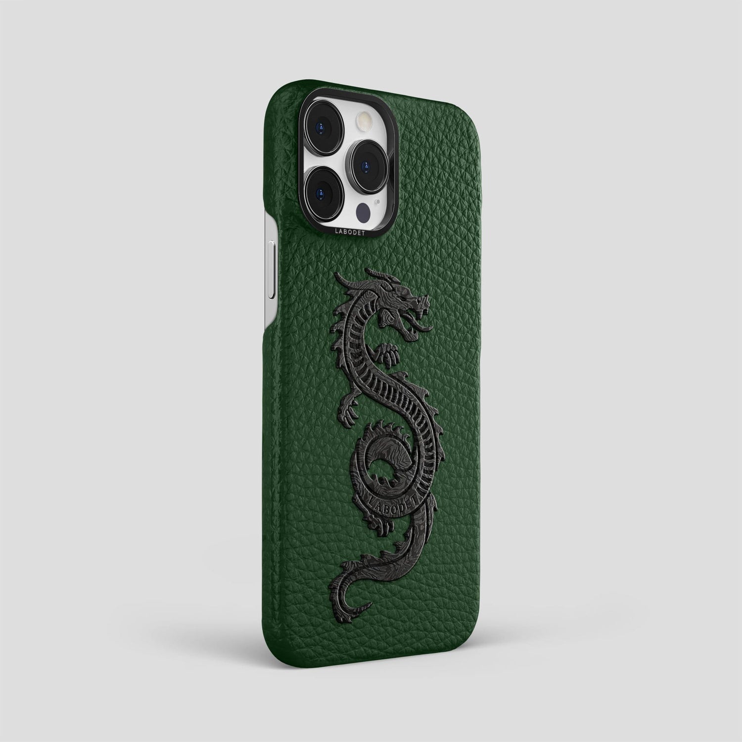 Dark Green iPhone 14 Pro Max Classic Case Calf with Black Metal -2 | Dark-Green-Black