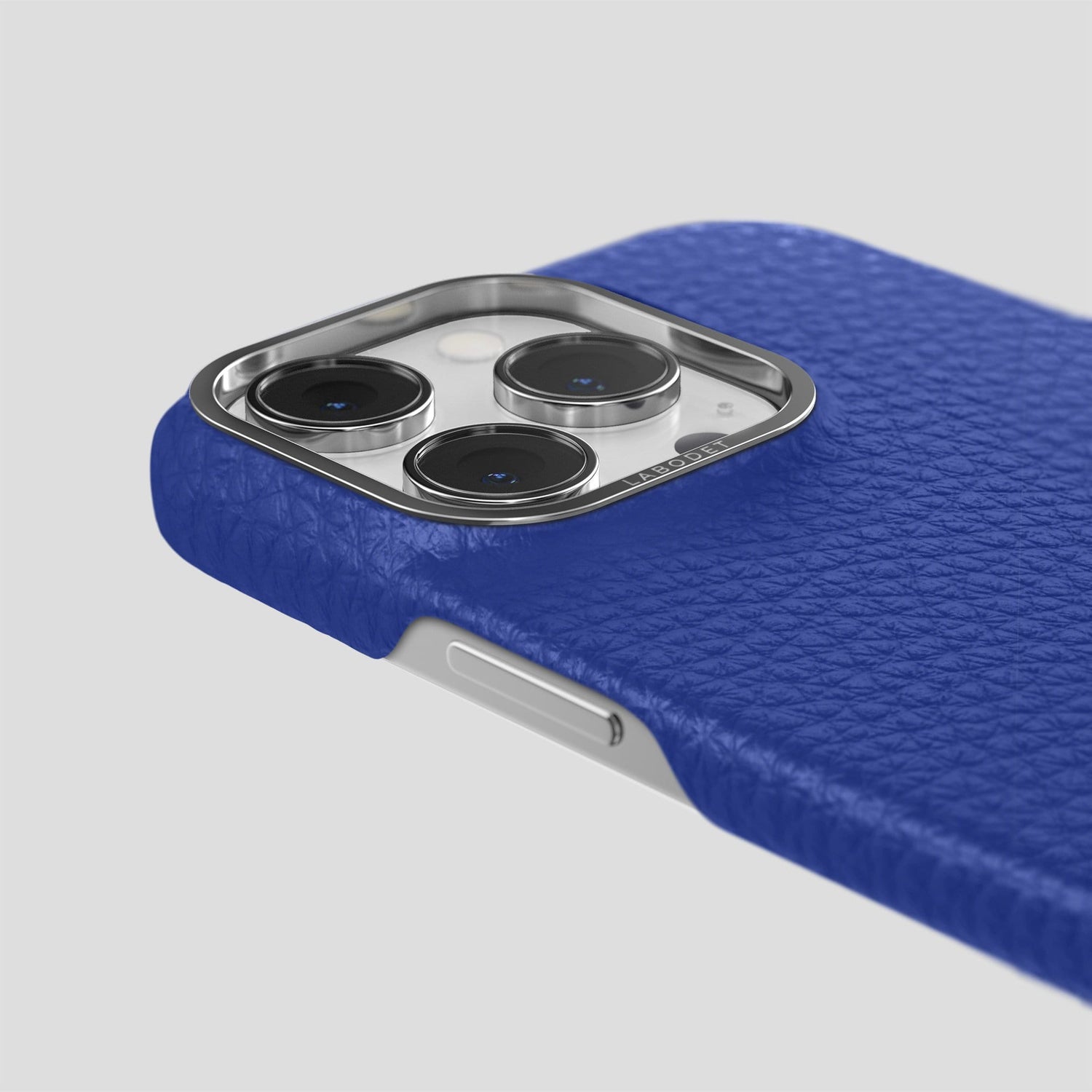 Royal Blue iPhone 14 Pro Classic Case Calf with Steel Metal -6 | Royal-Blue-Steel