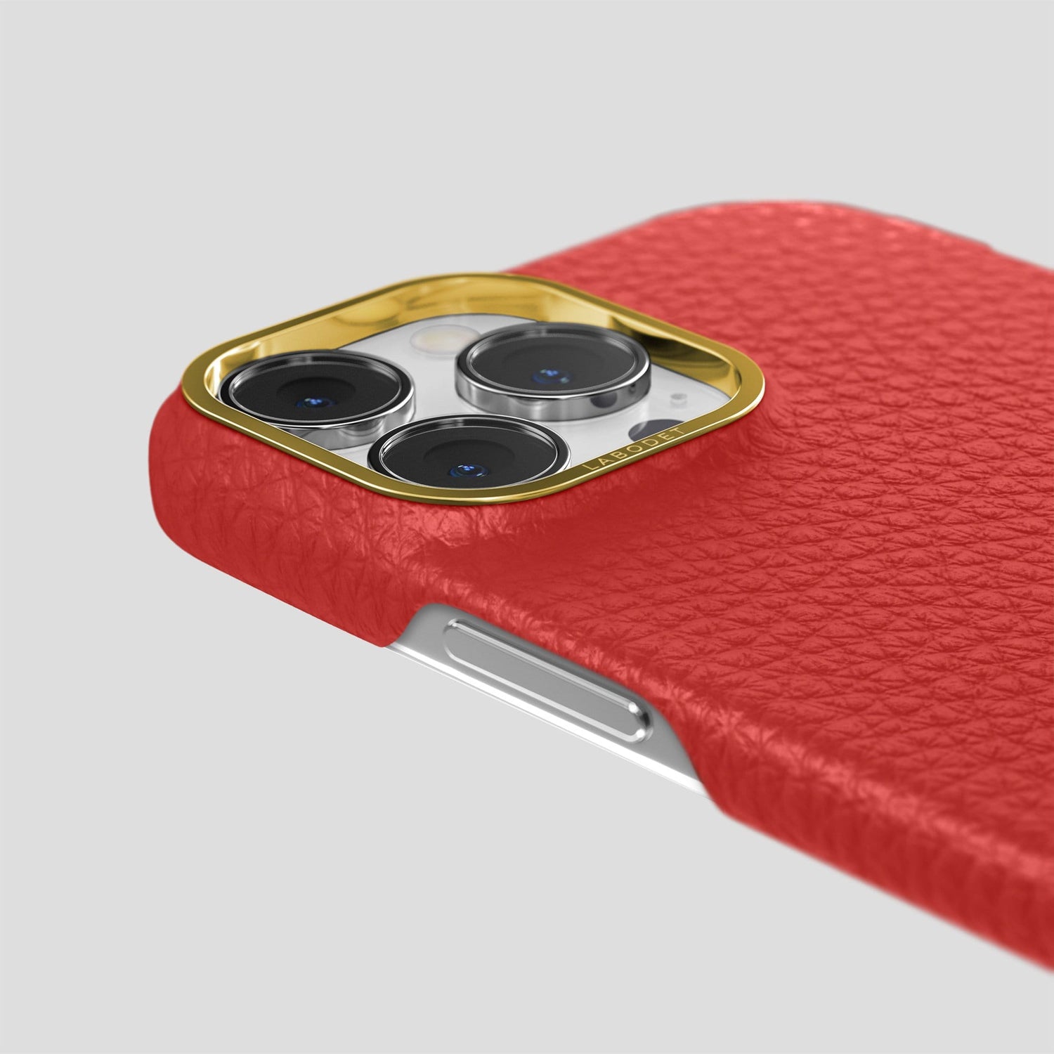 Red iPhone 14 Pro Max Classic Case Calf with Gold Metal -6 | Red-Gold