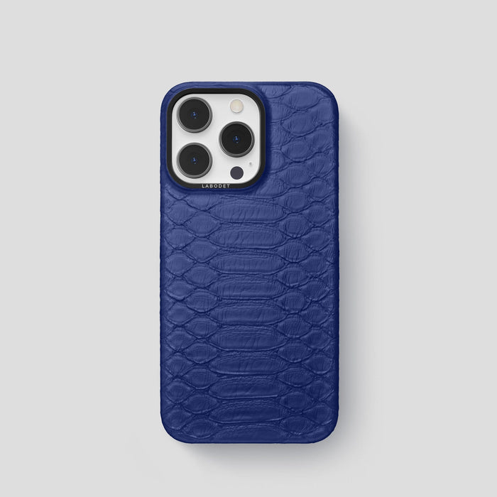 Navy Blue iPhone 14 Pro Classic Case Python with Black Metal -1 | Navy-Blue-Black