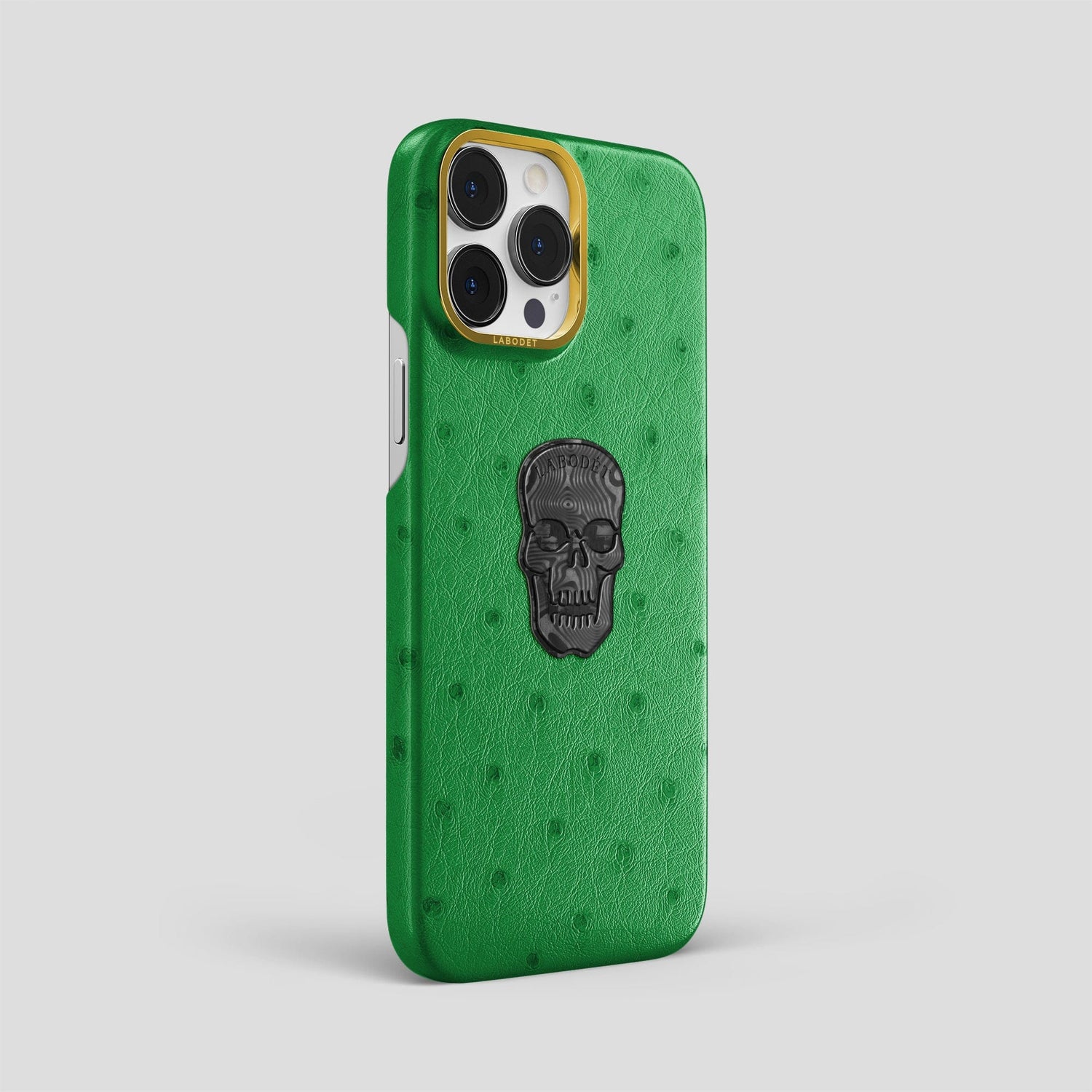 Kentucky Green iPhone 14 Pro Max Classic Case Ostrich with Gold Metal -2 | Kentucky-Green-Gold