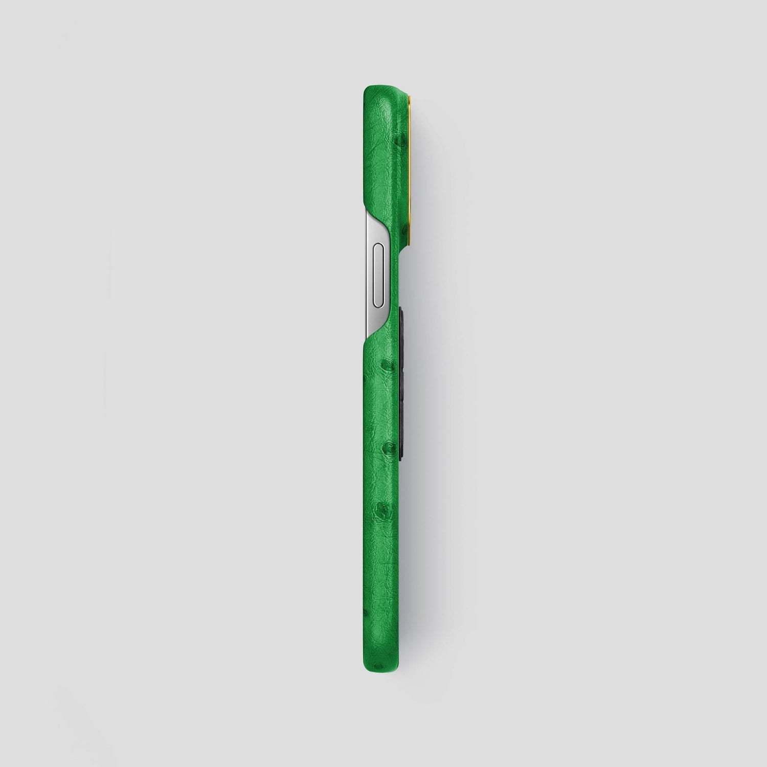 Kentucky Green iPhone 14 Pro Max Classic Case Ostrich with Gold Metal -3 | Kentucky-Green-Gold