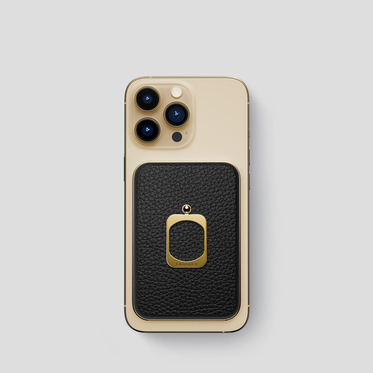 Black MagSafe Ring iPhone 14 Pro Calf with Gold Metal -2 | Black-Gold