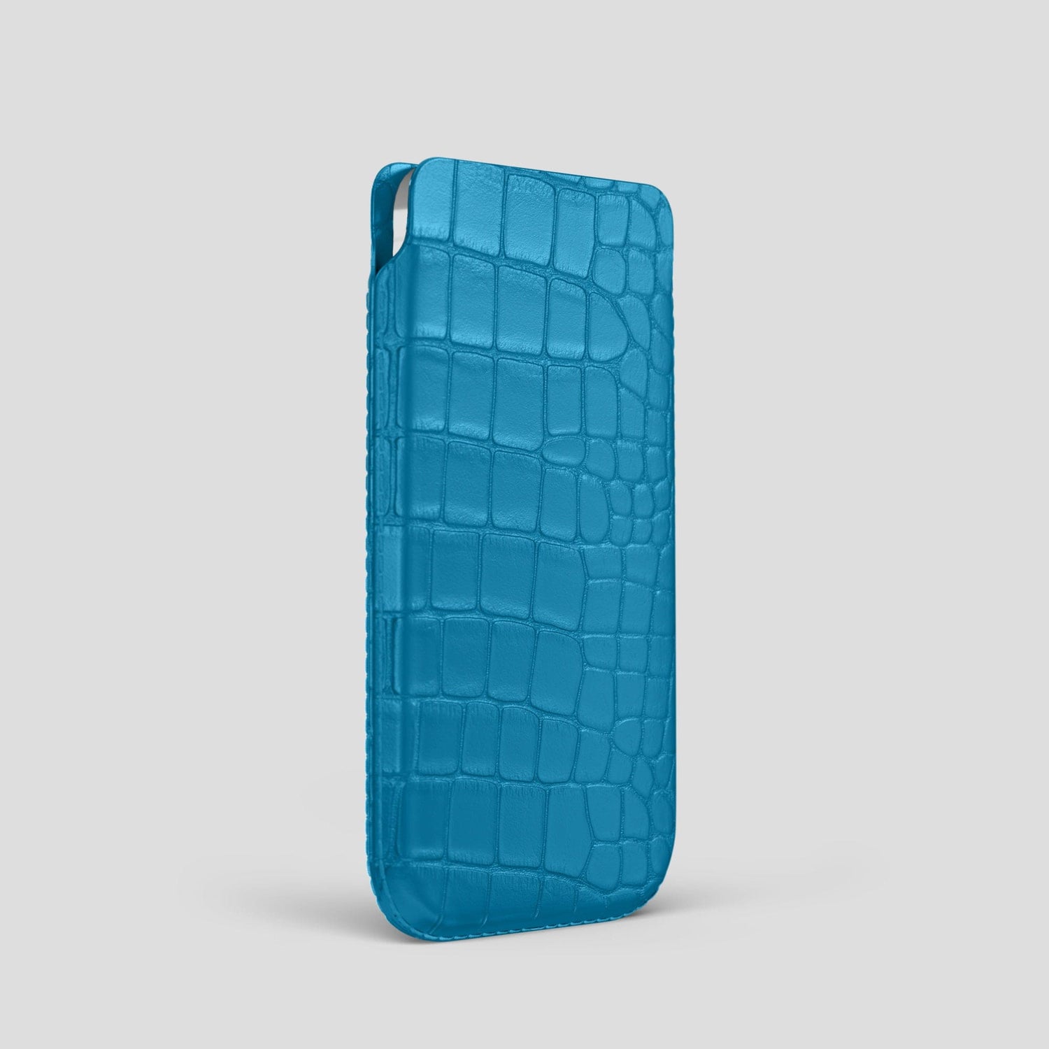 Curaçao-Blue iPhone 13 Pro Pouch Case Alligator -2 | Curaçao-Blue