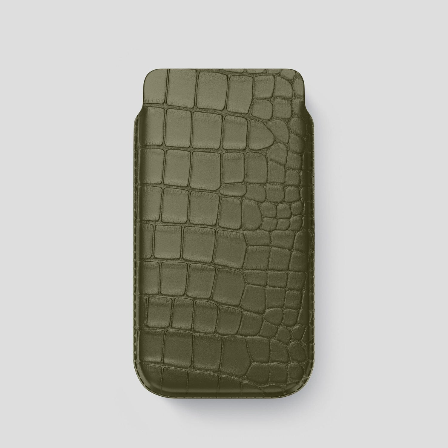Kaki-Green iPhone 14 Pro Pouch Case Alligator -1 | Kaki-Green