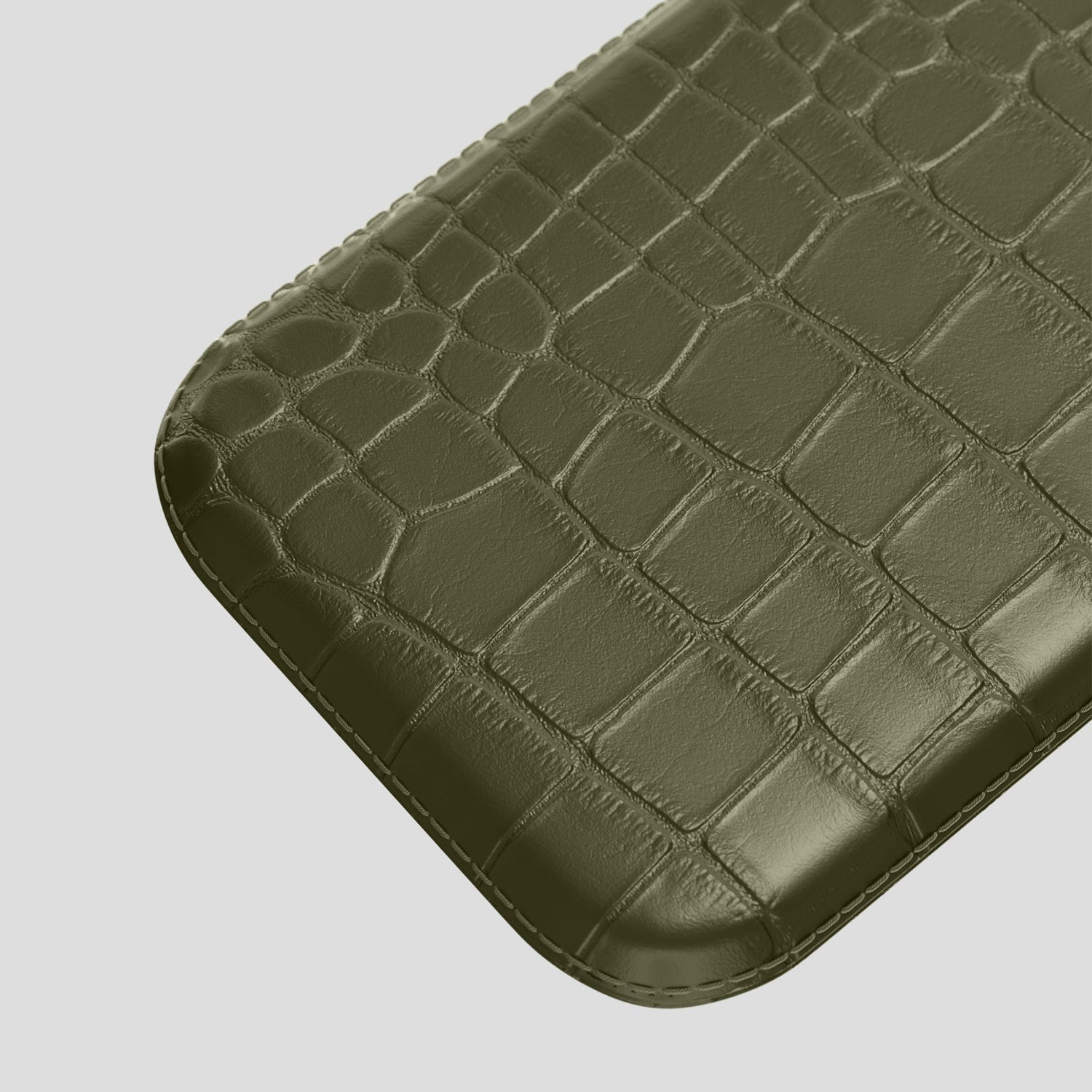 Kaki-Green iPhone 14 Pro Pouch Case Alligator -3 | Kaki-Green