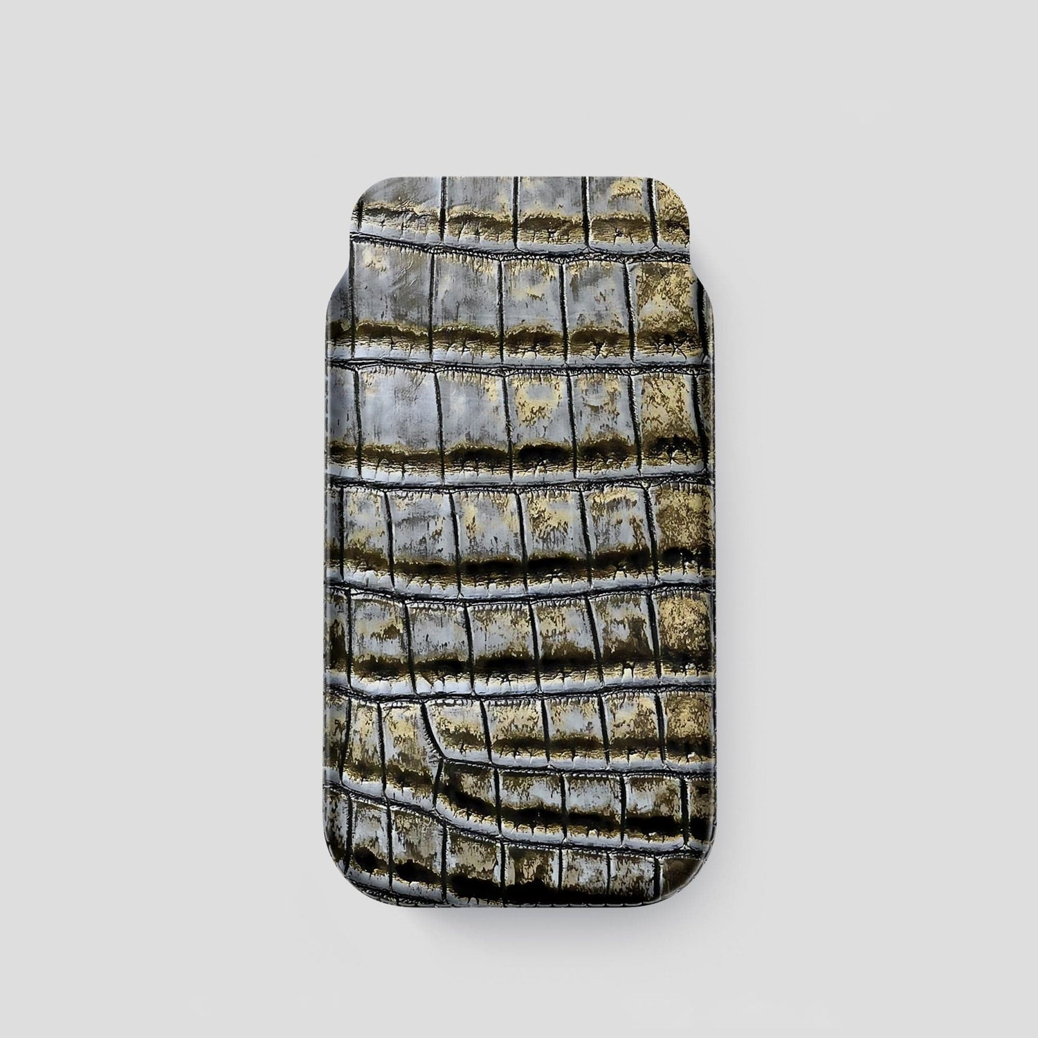 Antique-Bronze iPhone 14 Pro Himalaya Pouch Case Himalayan Crocodile -1 | Antique-Bronze