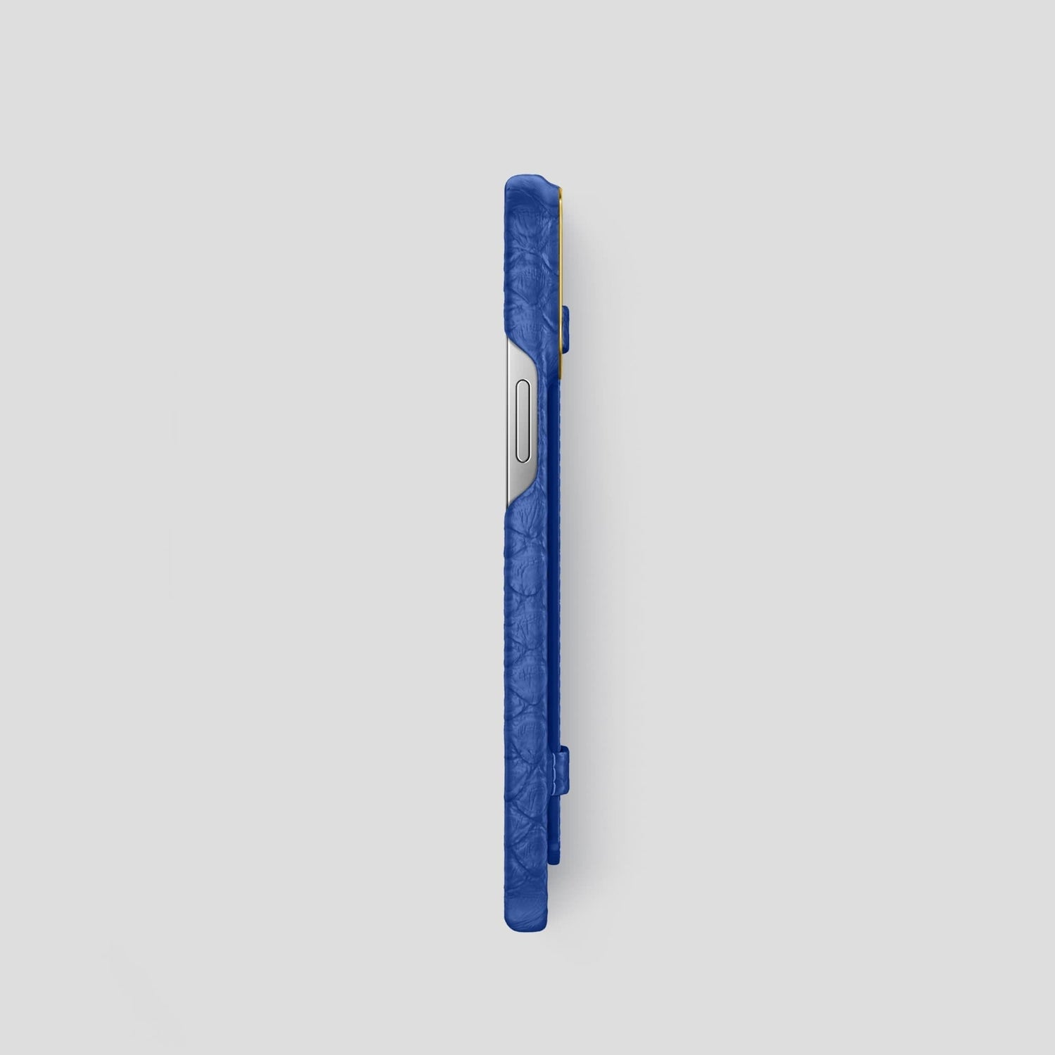 Royal Blue iPhone 14 Pro Strap Case Python with Gold Metal -3 | Royal-Blue-Gold