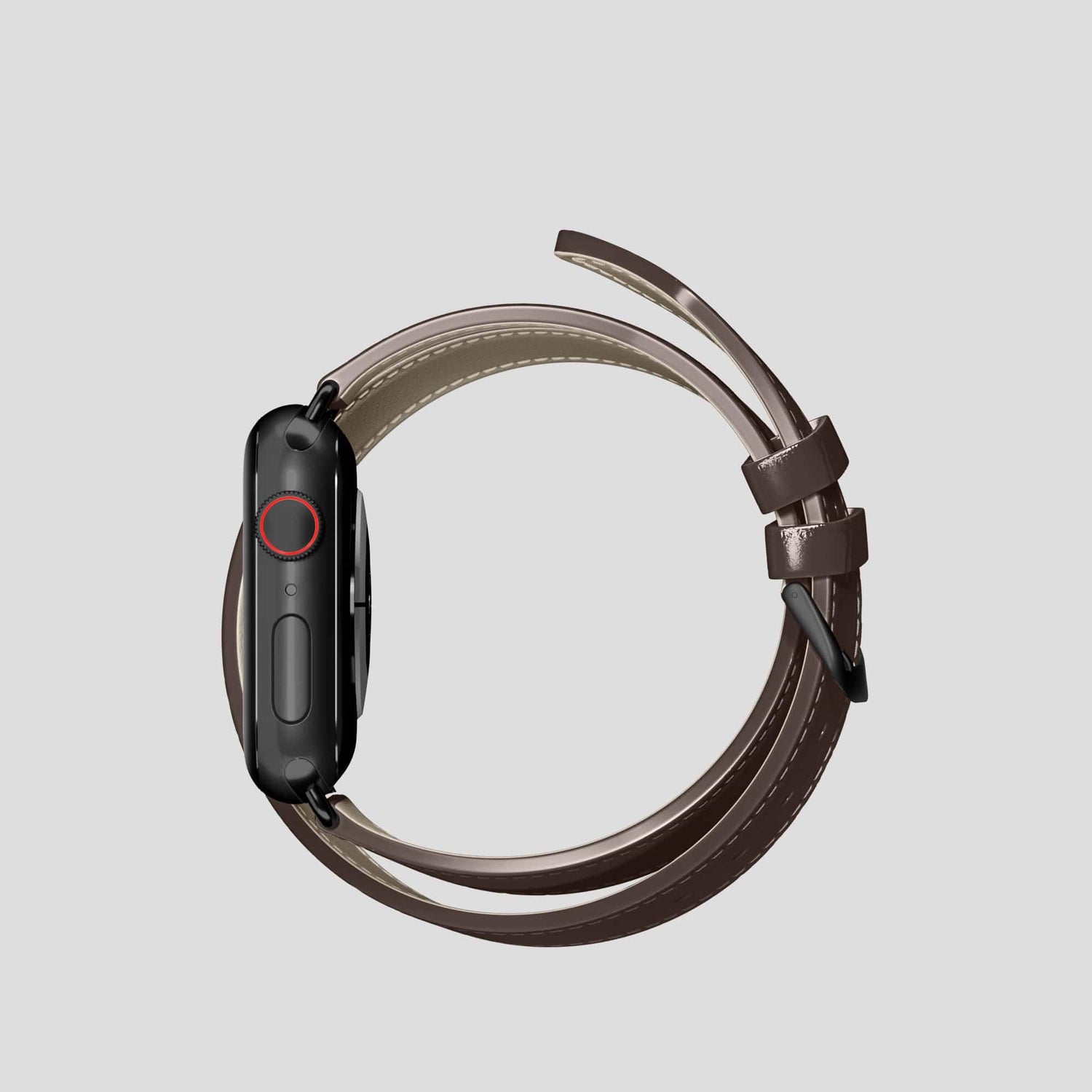 Dark Brown Apple Watch Double Strap 40mm Alligator with Black Metal -4 | Dark-Brown-Black