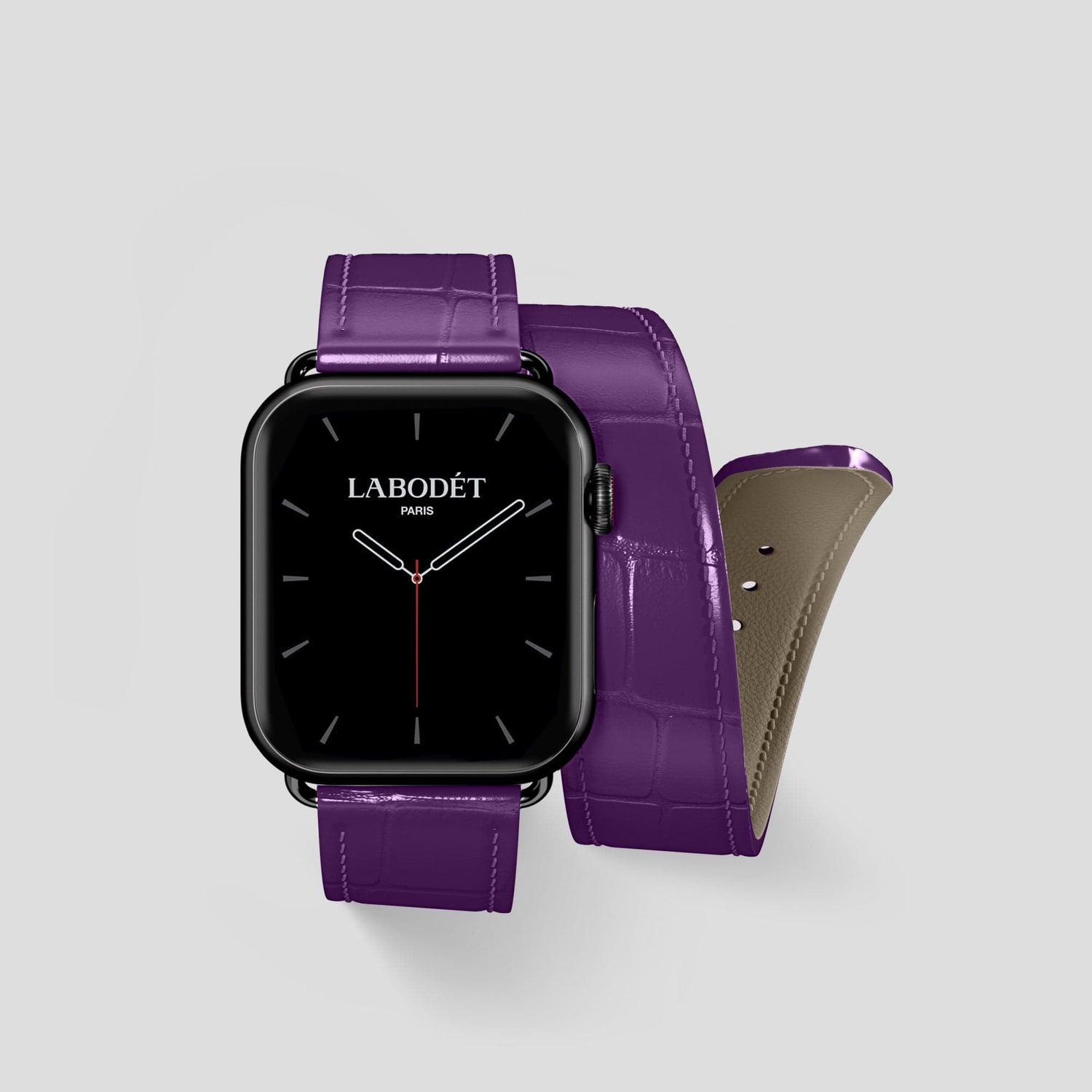 Purple Apple Watch Double Strap 40mm Alligator with Black Metal -1 | Purple-Black