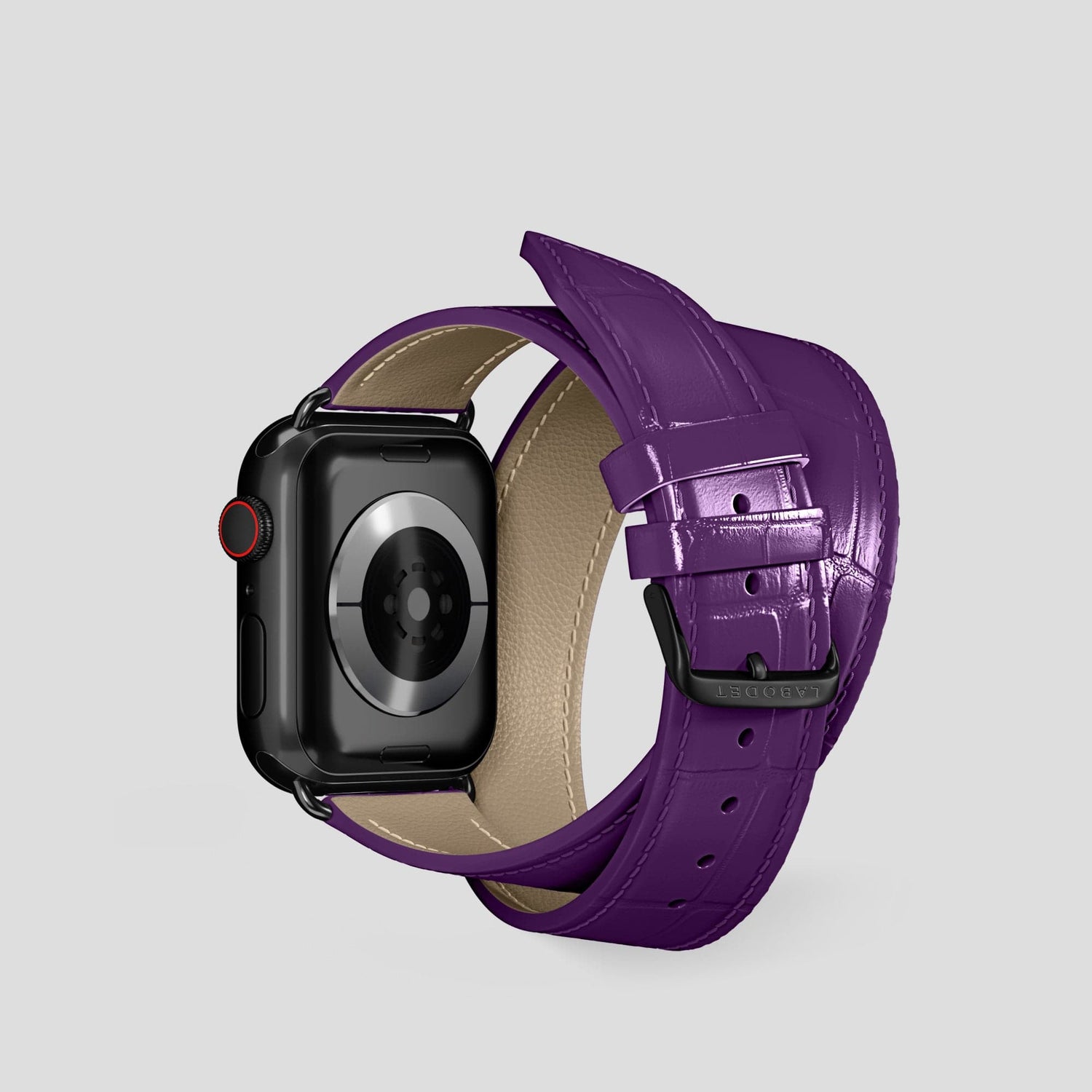 Purple Apple Watch Double Strap 40mm Alligator with Black Metal -2 | Purple-Black