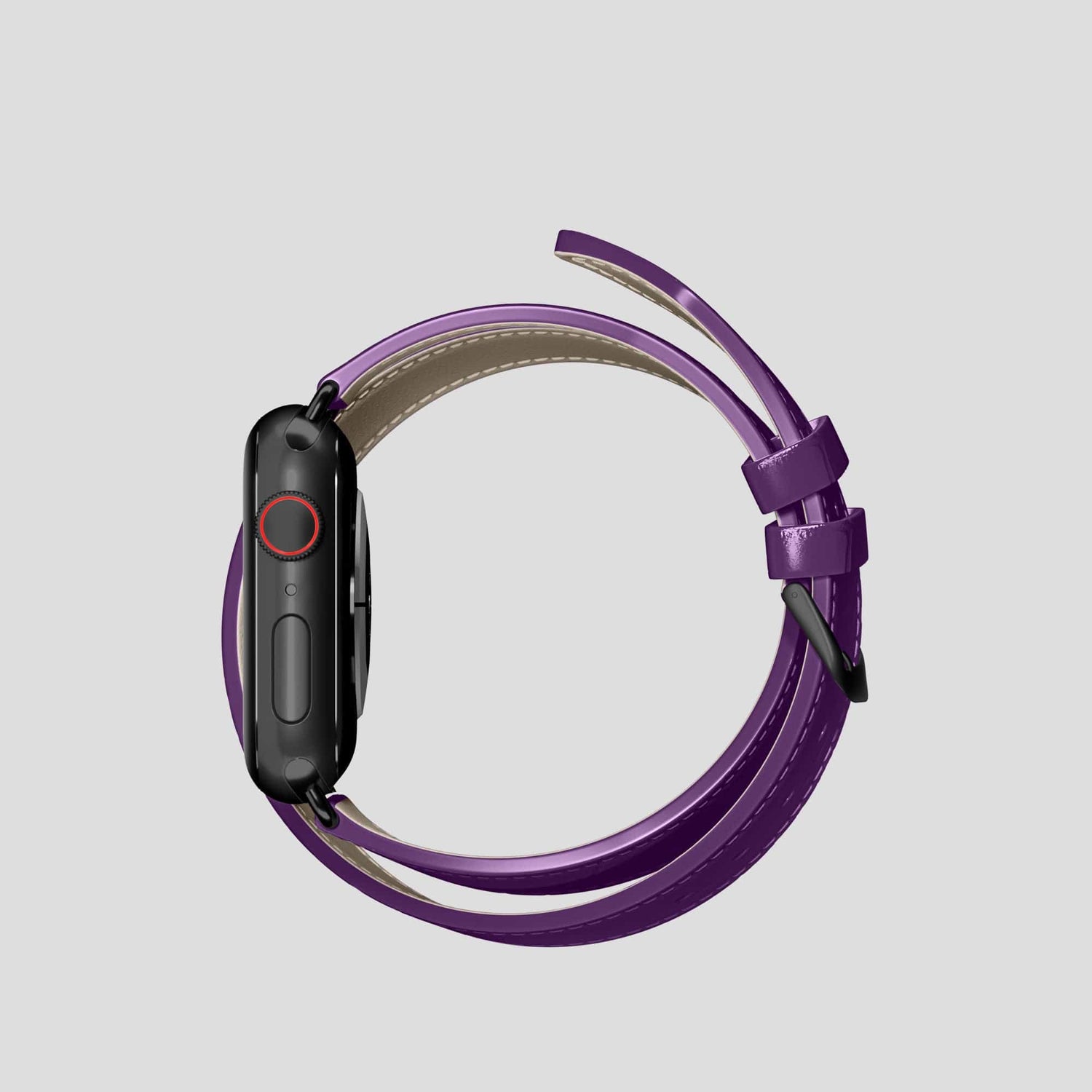 Purple Apple Watch Double Strap 40mm Alligator with Black Metal -4 | Purple-Black