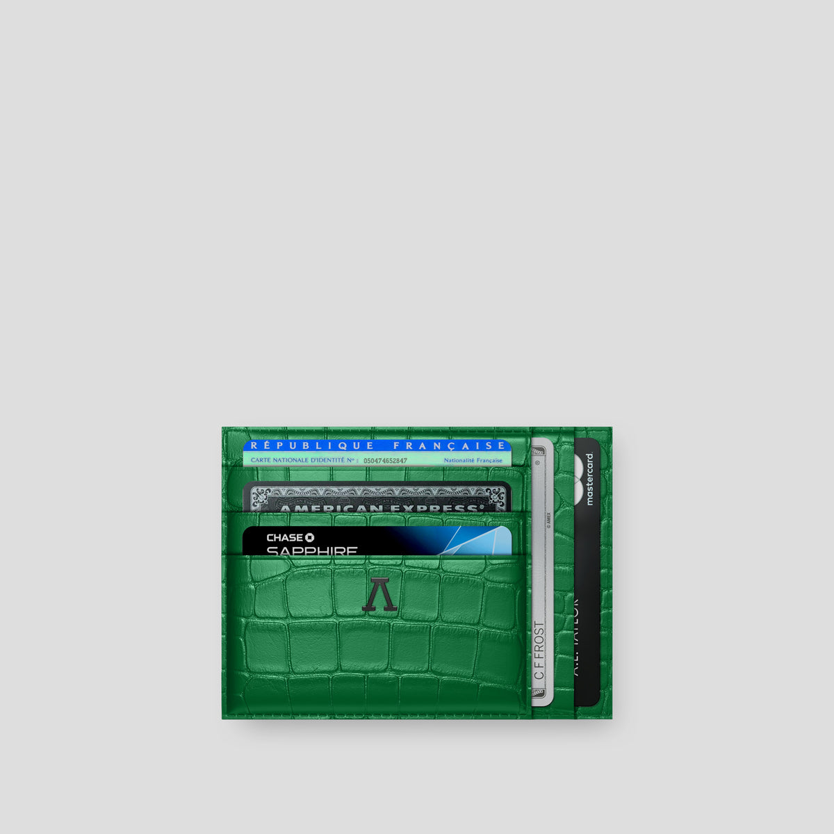 Forest-Green 10 Cards Wallet In Alligator with Black Metal -1 | Forest-Green-Black