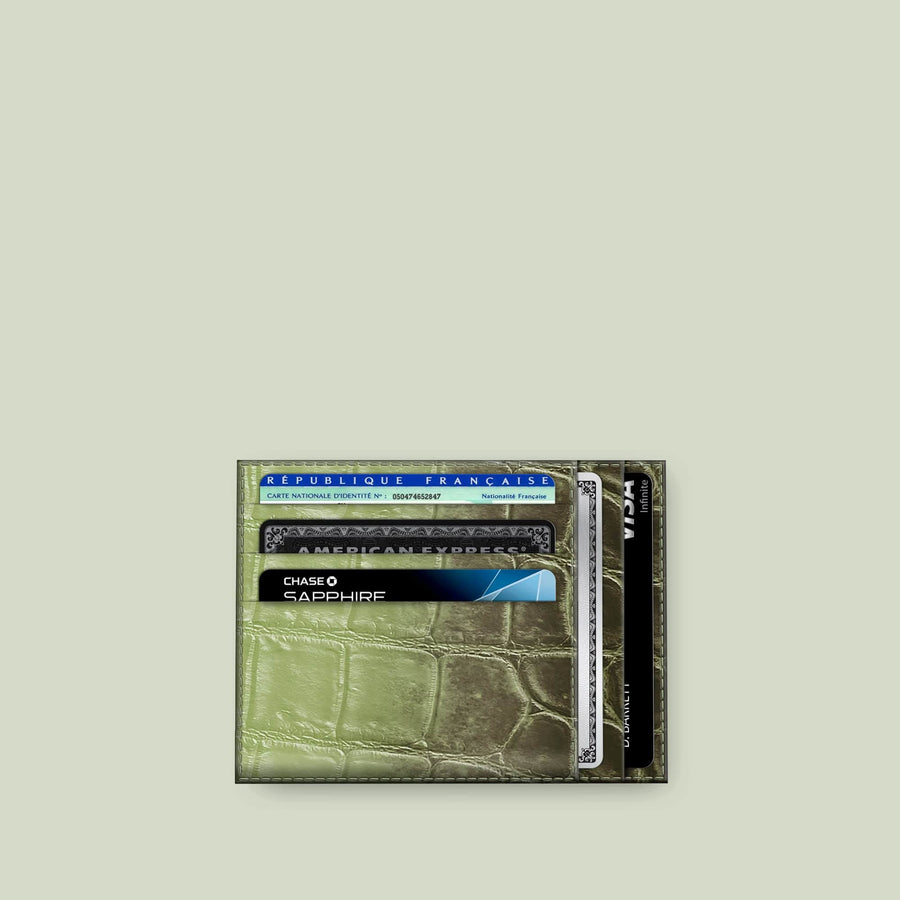 10 Cards Wallet Celadon Green In Himalayan Crocodile