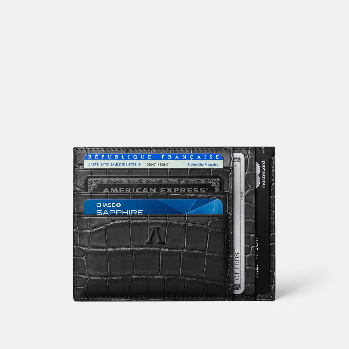 Black 10 Cards Wallet Alligator with Black Metal -1 | Black-Black