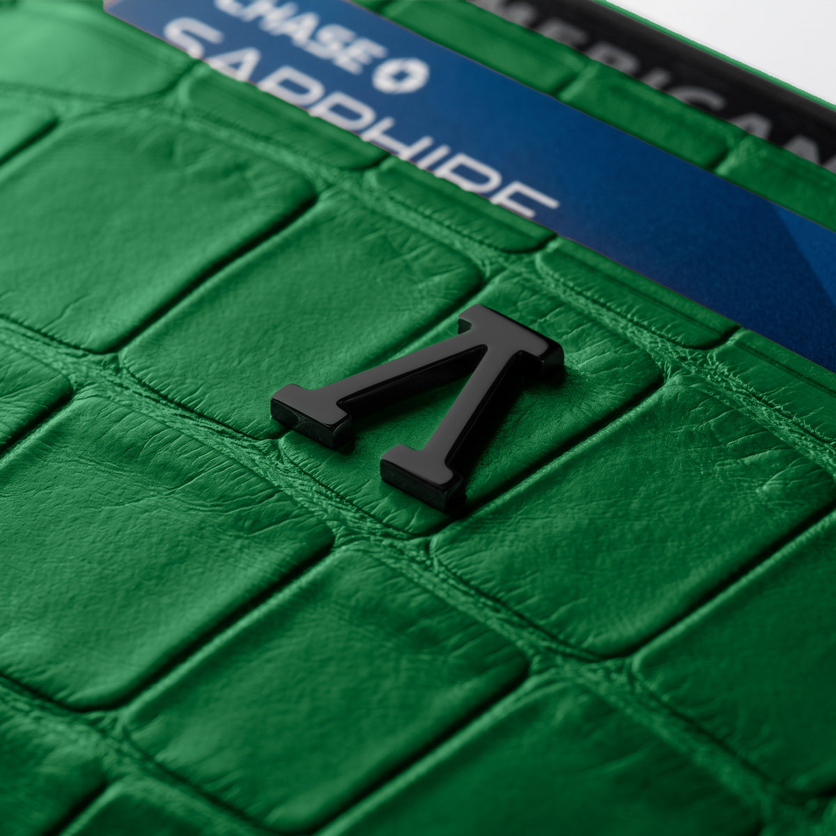 10 Cards Wallet In Alligator -5 | Forest-Green-Black