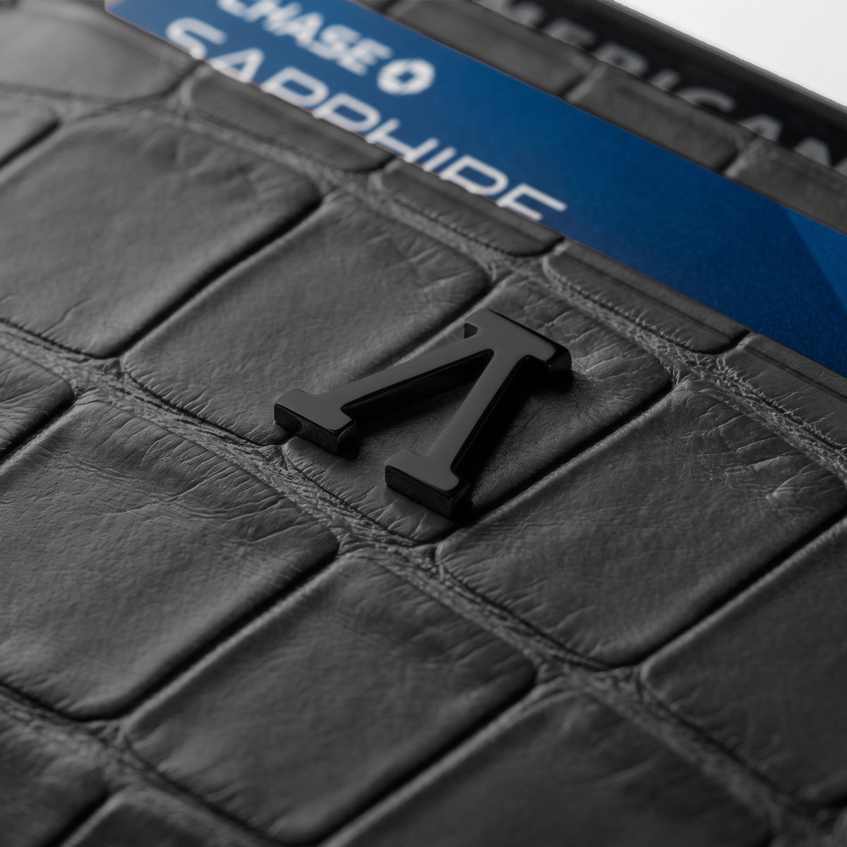 10 Cards Wallet In Alligator -5 | Grey-Black