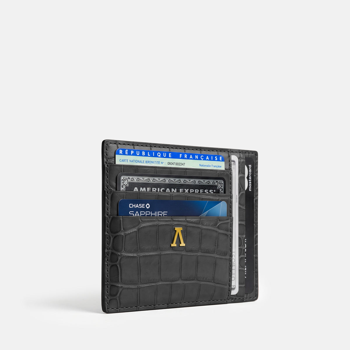 Grey 10 Cards Wallet Alligator with Gold Metal -2 | Grey-Gold
