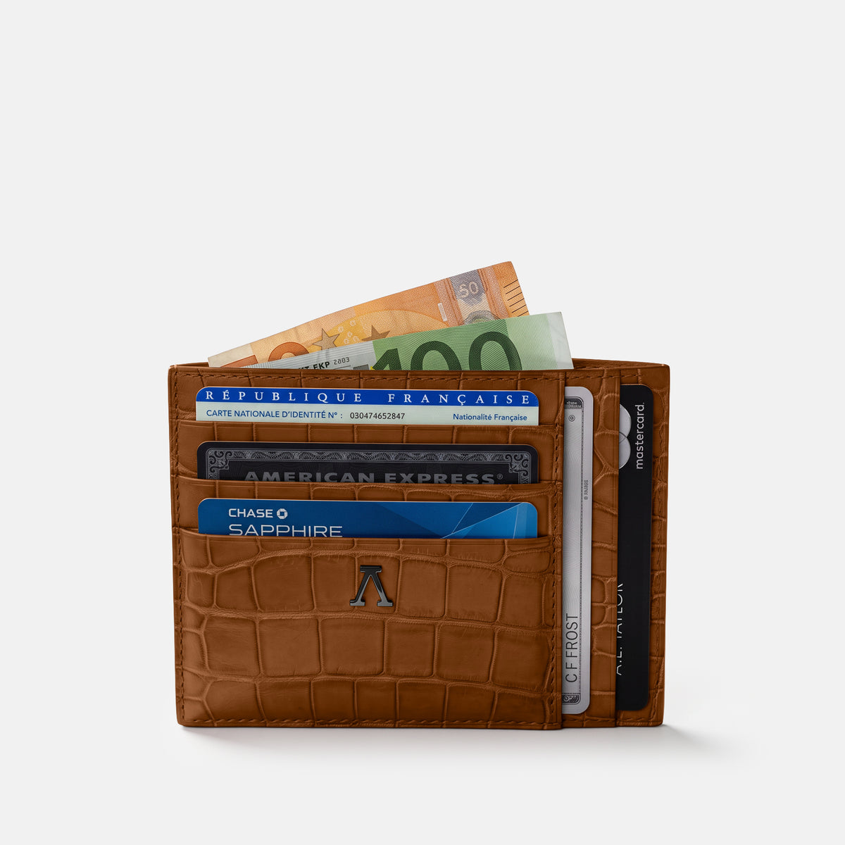 10 Cards Wallet In Alligator -4 | Honey-Black