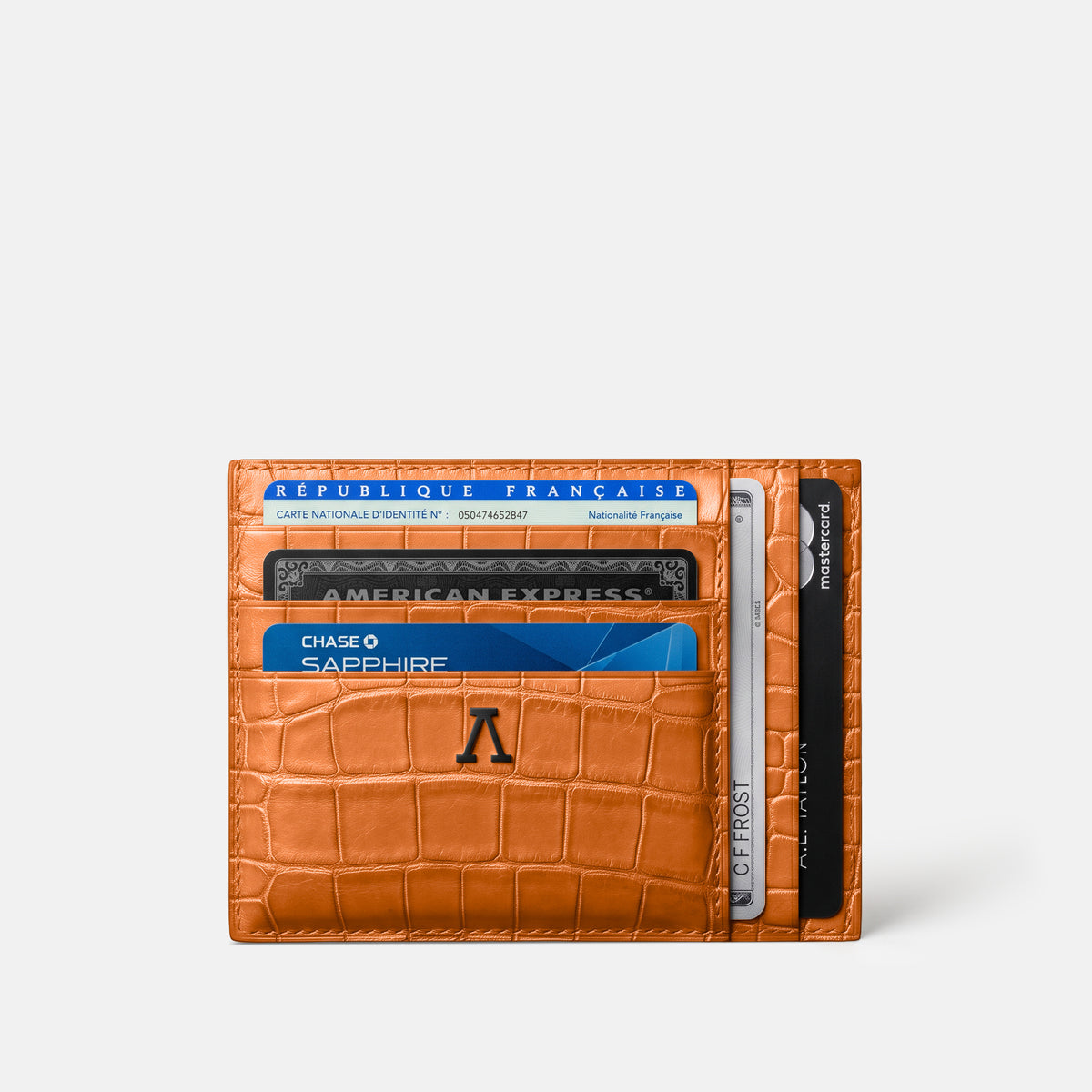 Orange 10 Cards Wallet Alligator with Black Metal -1 | Orange-Black