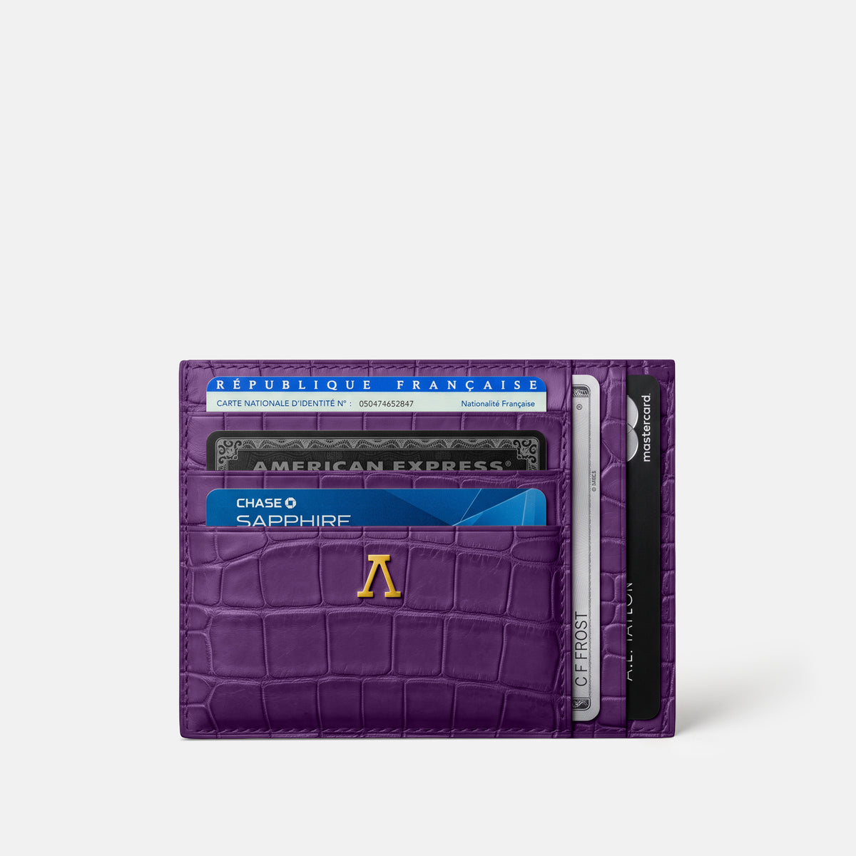 Purple 10 Cards Wallet Alligator with Gold Metal -1 | Purple-Gold