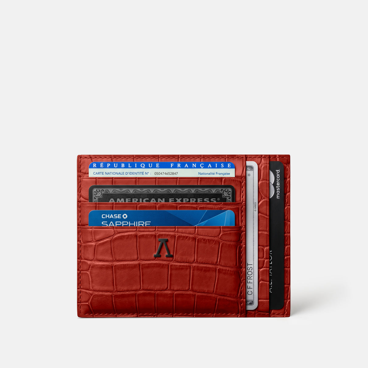 Red 10 Cards Wallet Alligator with Black Metal -1 | Red-Black
