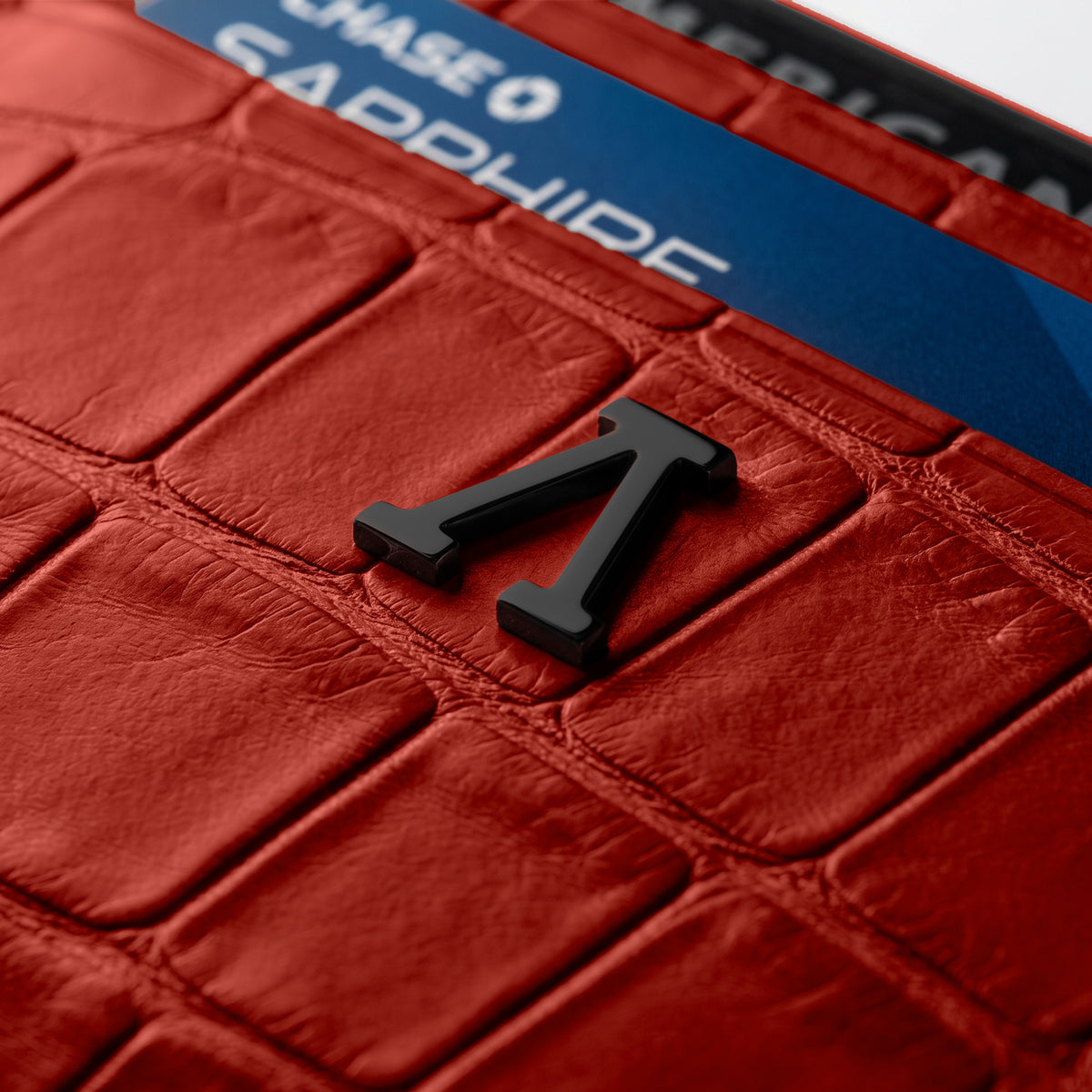 10 Cards Wallet In Alligator -5 | Red-Black