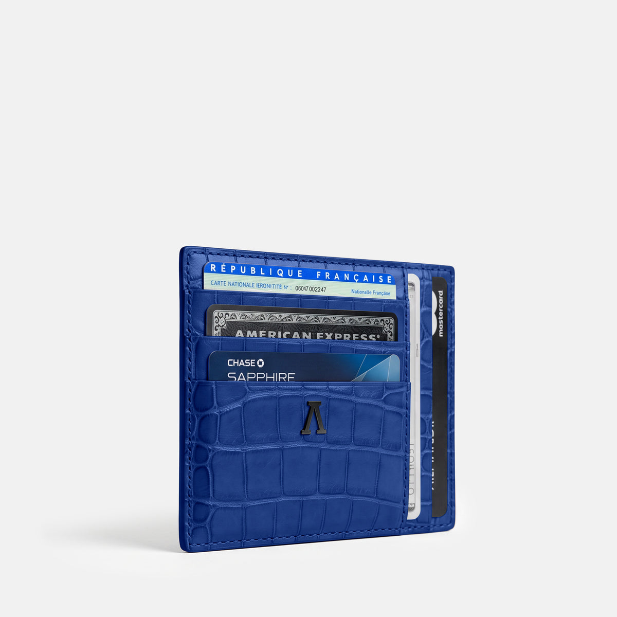 Royal Blue 10 Cards Wallet Alligator with Black Metal -2 | Royal-Blue-Black