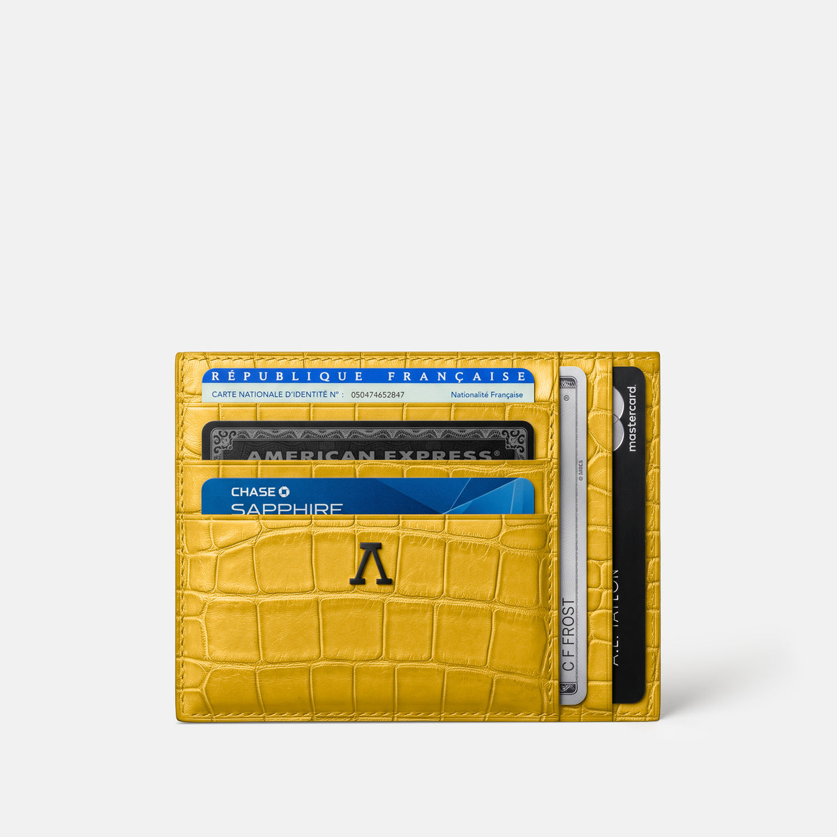 Yellow 10 Cards Wallet Alligator with Black Metal -1 | Yellow-Black
