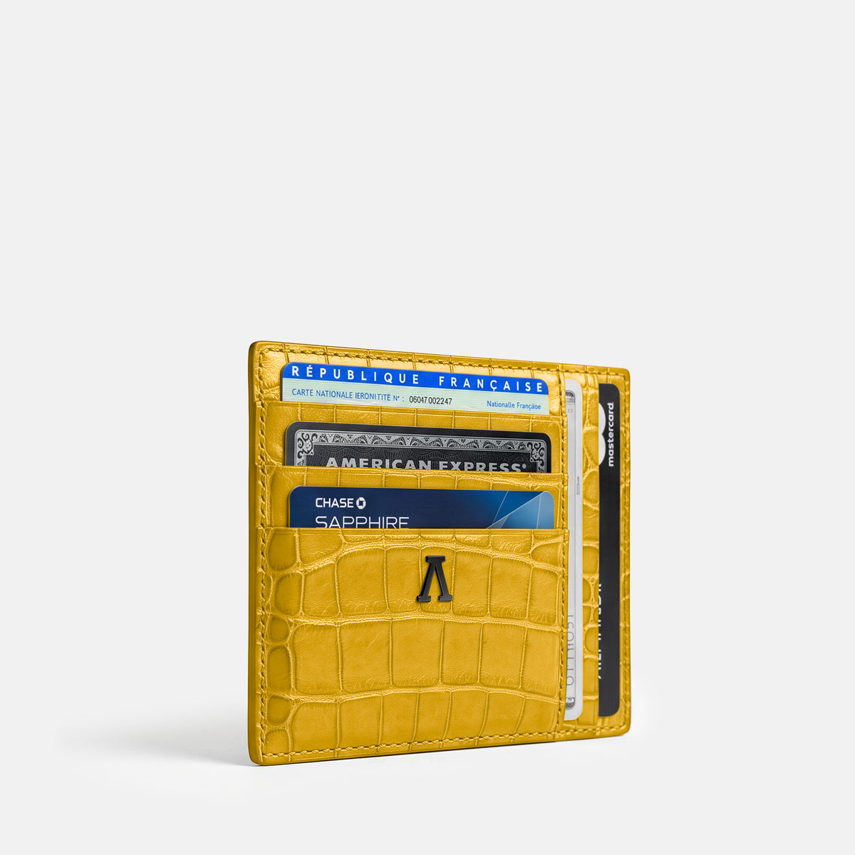 Yellow 10 Cards Wallet Alligator with Black Metal -2 | Yellow-Black