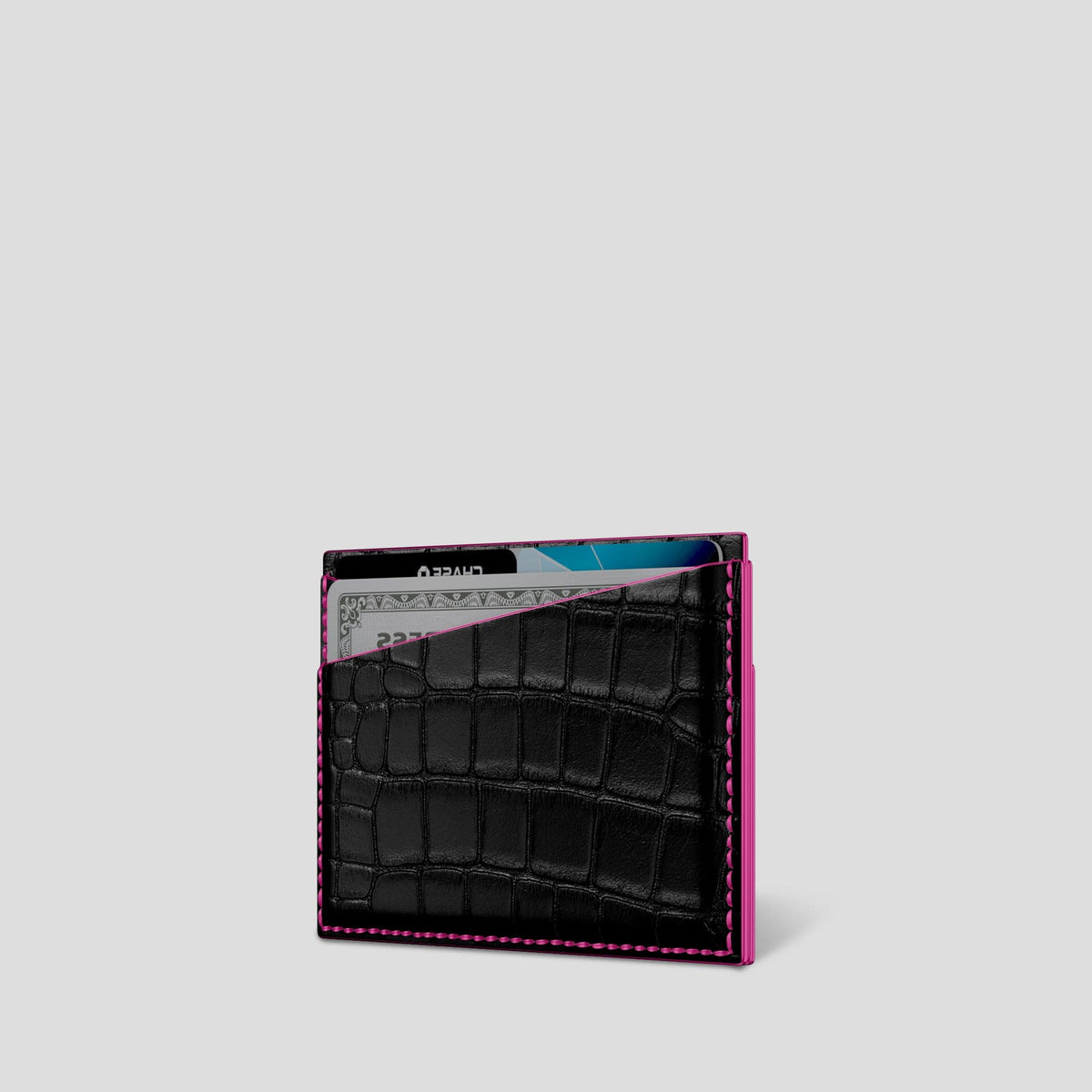 Black 4-Card Holder Alligator -3 | Black