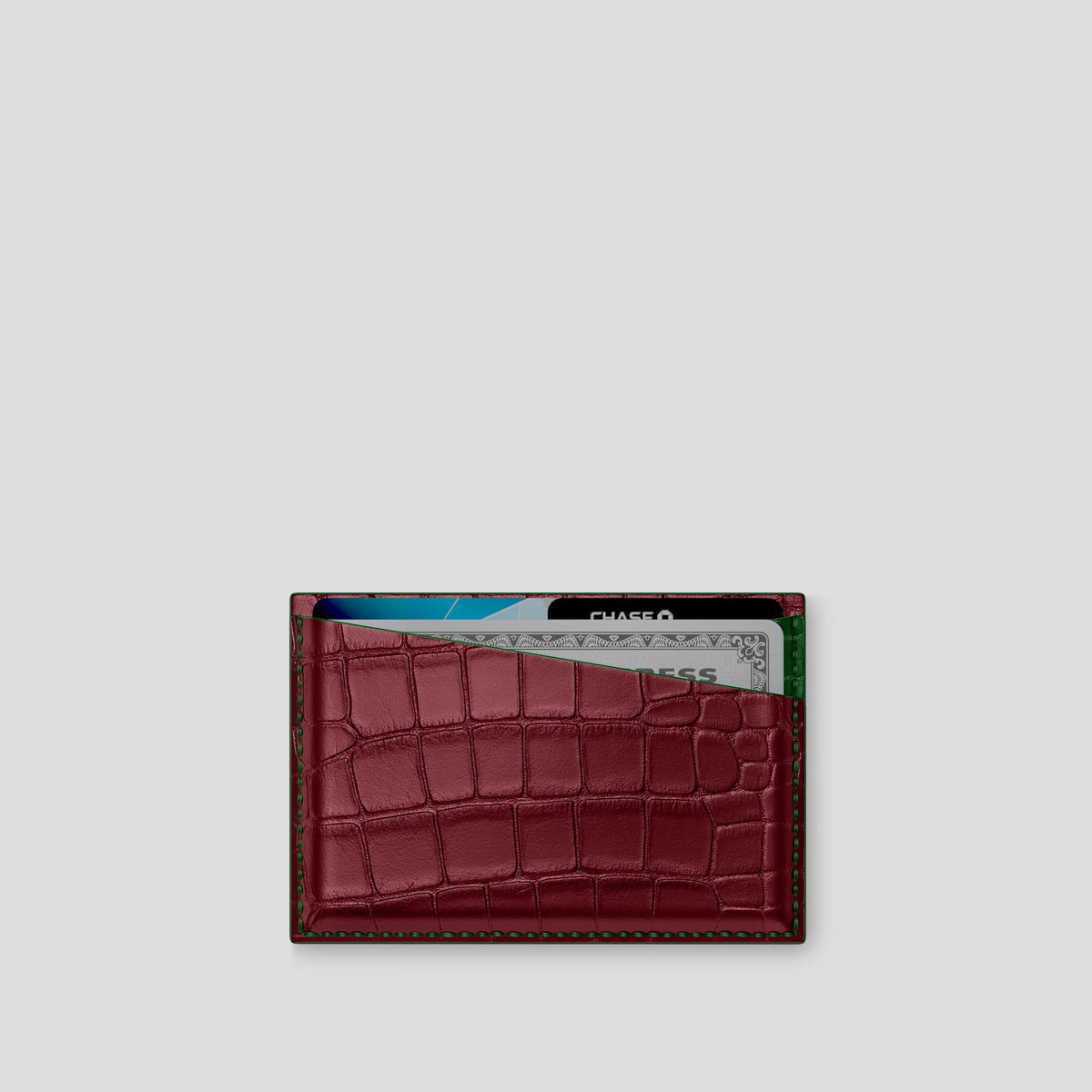 Burgundy 4-Card Holder Alligator -1 | Burgundy