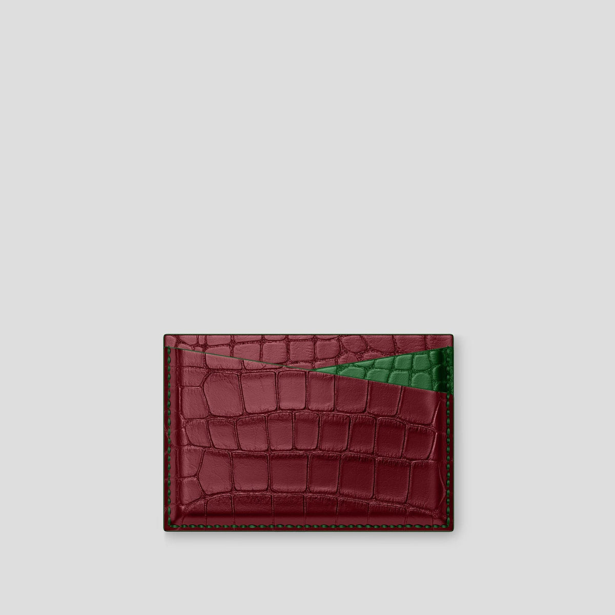 Burgundy 4-Card Holder Alligator -2 | Burgundy