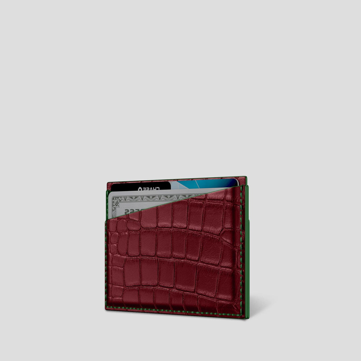 Burgundy 4-Card Holder Alligator -3 | Burgundy