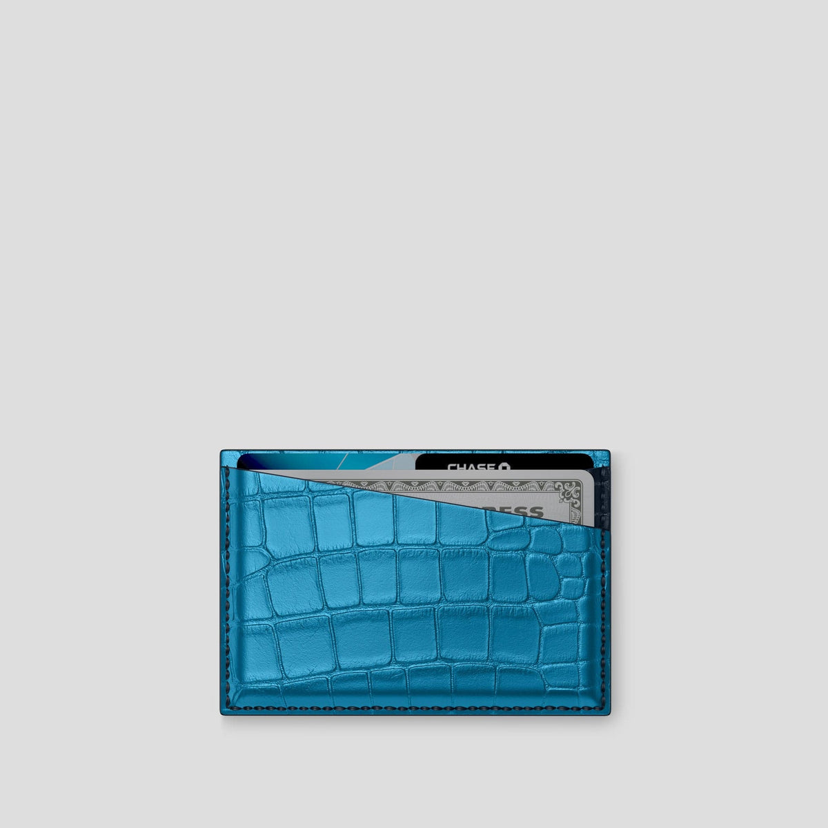 Curaçao-Blue 4-Card Holder Alligator -1 | Curaçao-Blue
