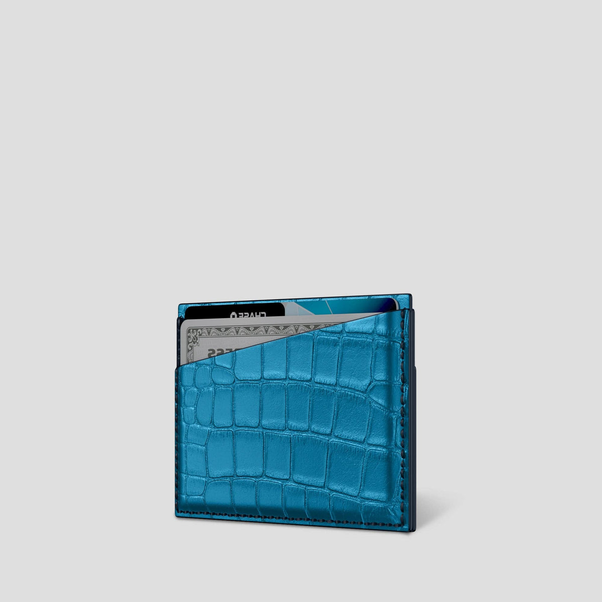 Curaçao-Blue 4-Card Holder Alligator -3 | Curaçao-Blue