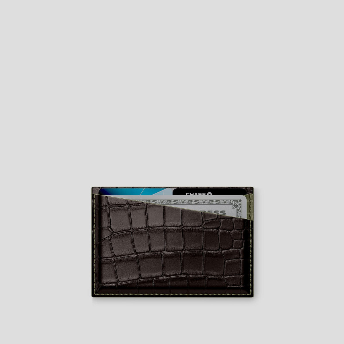 Dark Brown 4-Card Holder Alligator -1 | Dark-Brown